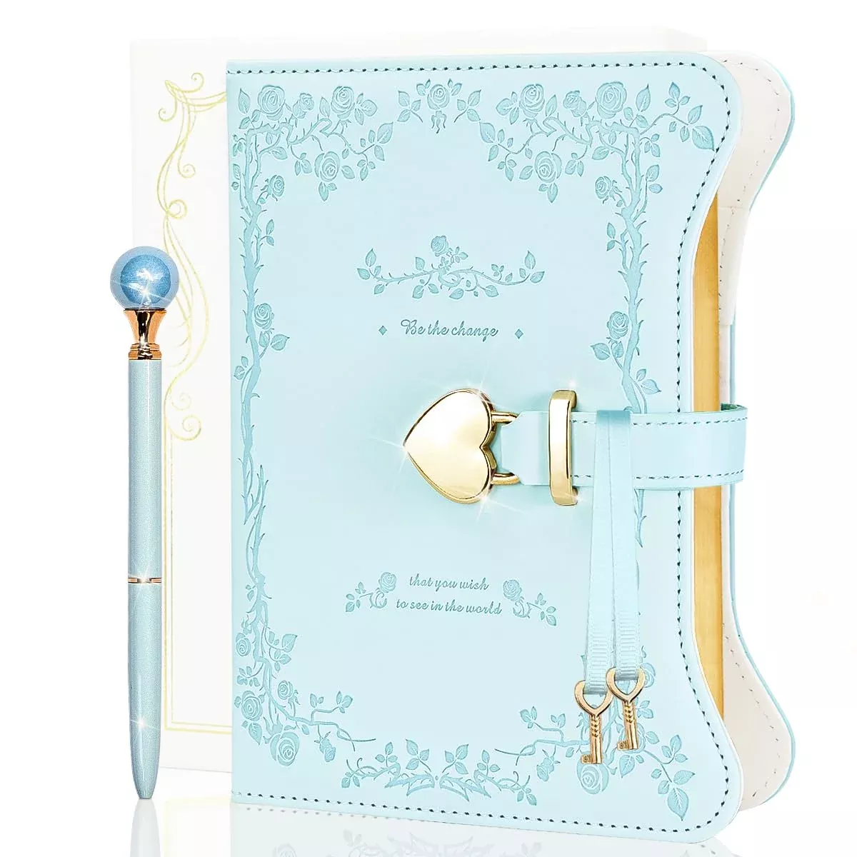 hi!SCI Locked Diary for Girls, Light Blue, 360 Pages, Aesthetic Design