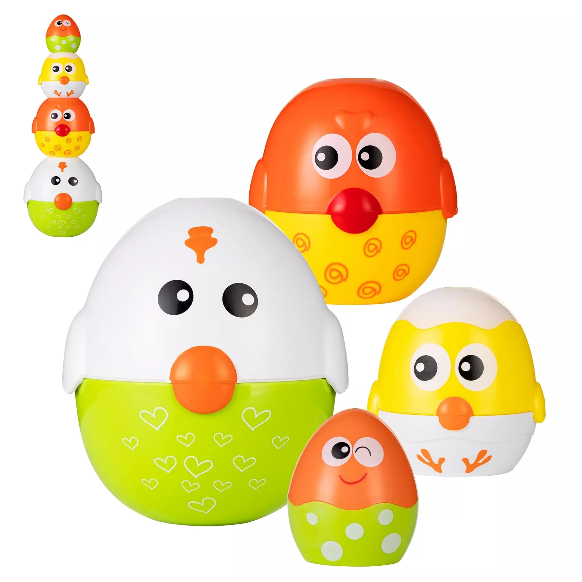 Hiemao Easter Eggs Toys For Toddlers, Nesting Dolls & Stacking Eggs, 4