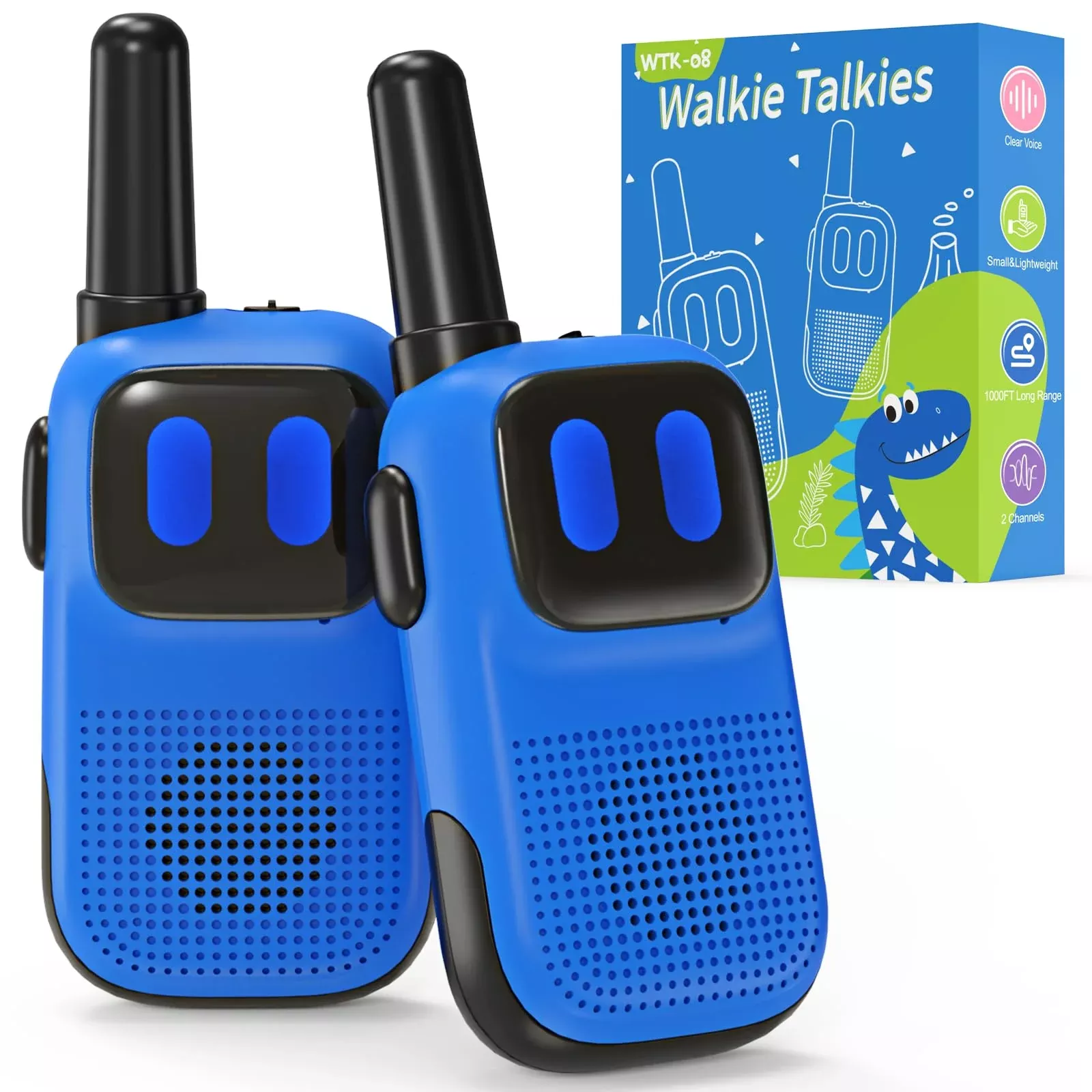 Holiky Kids Walkie Talkies 2 Pack, Blue, Ergonomic, 1000