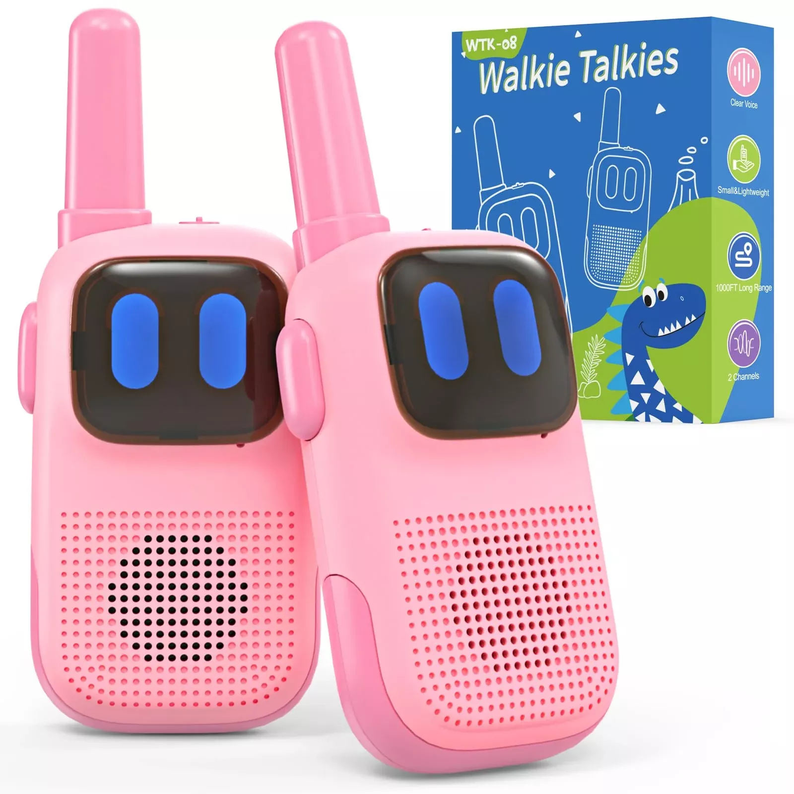 Holiky Kids Walkie Talkies 2 Pack Pink 1000FT Range for Ages