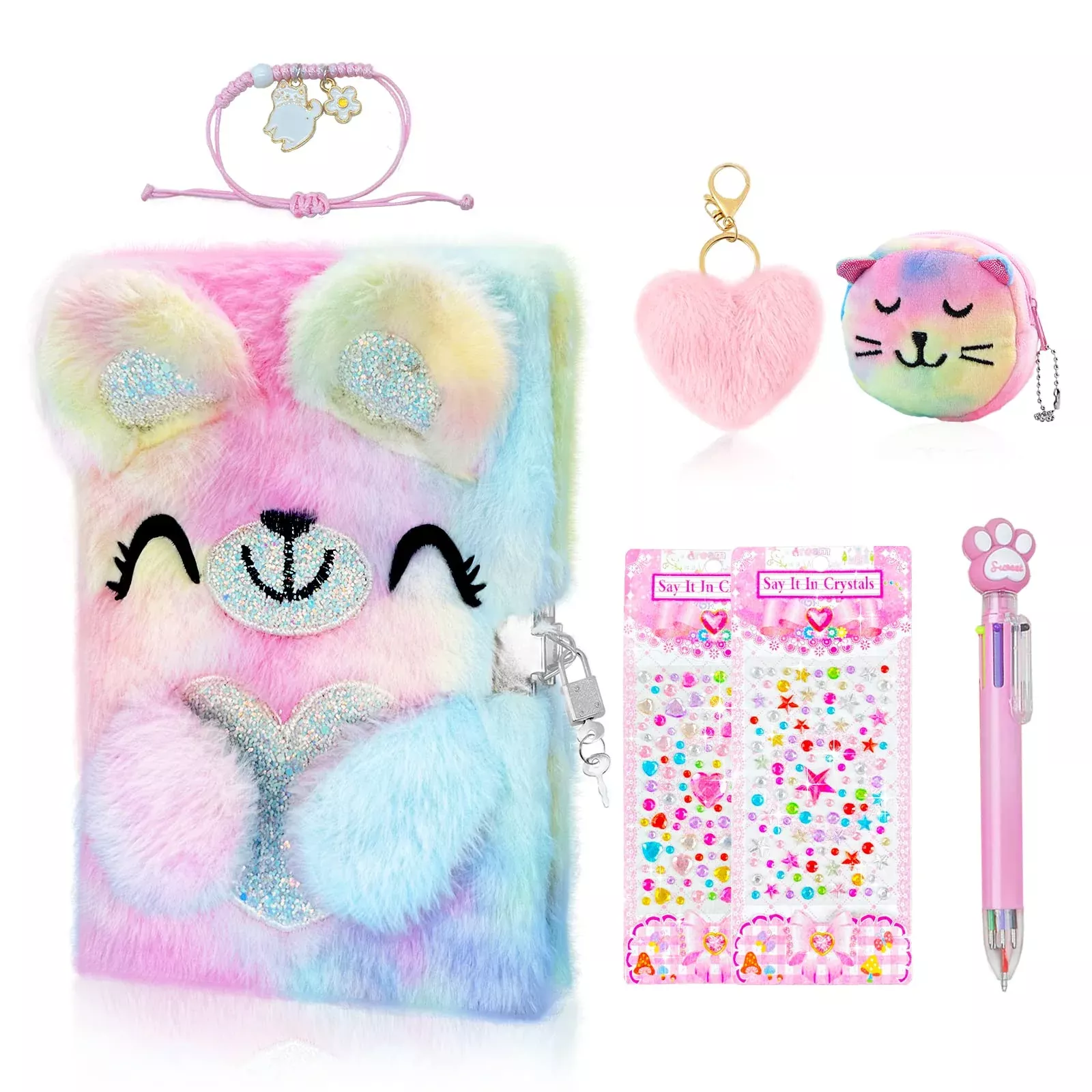 HOMICOZY Bear Diary for Girls with Lock, A5 Multi-Color Journal Set