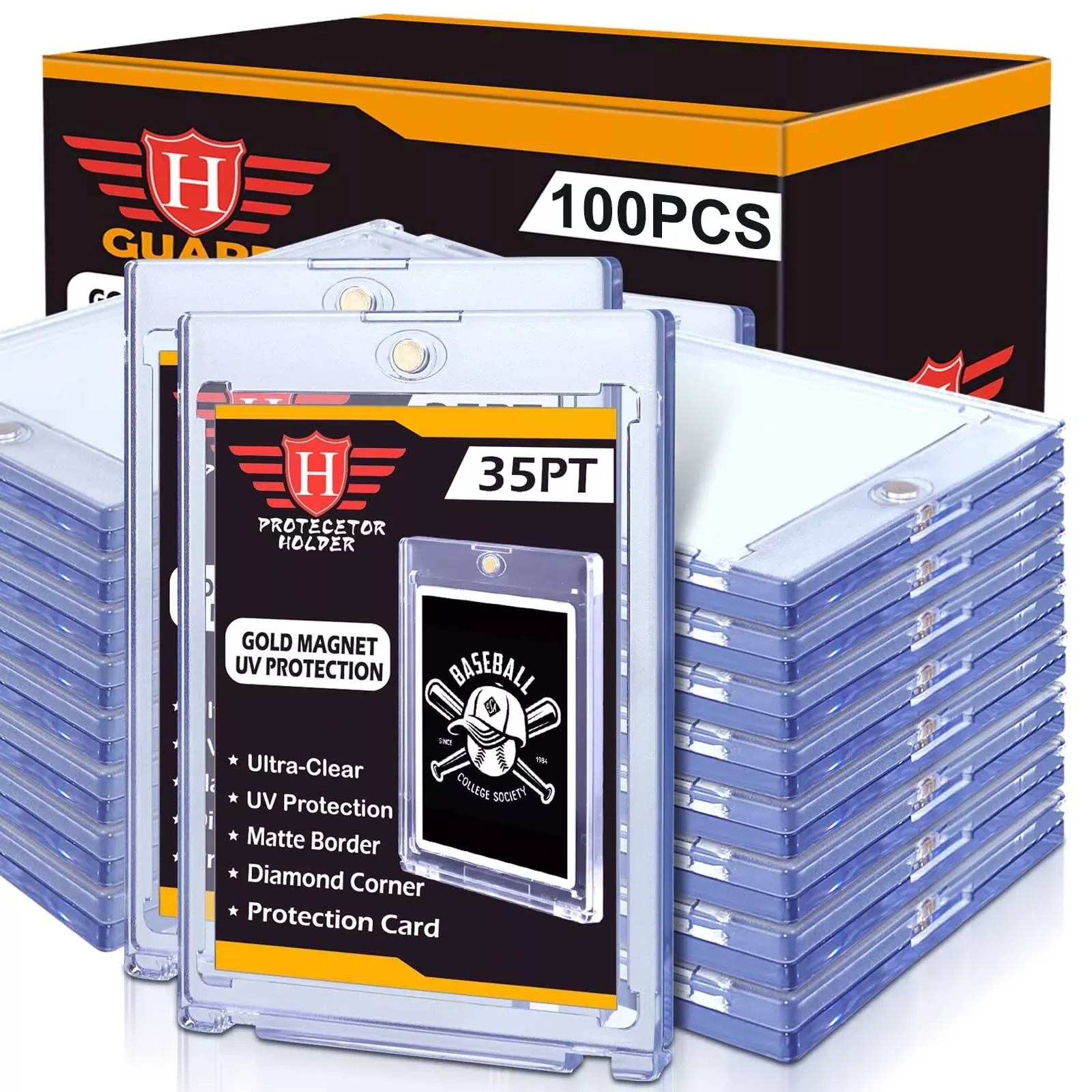 Homthy 100ct Magnetic Card Holders - Clear Acrylic Display Case for Tr