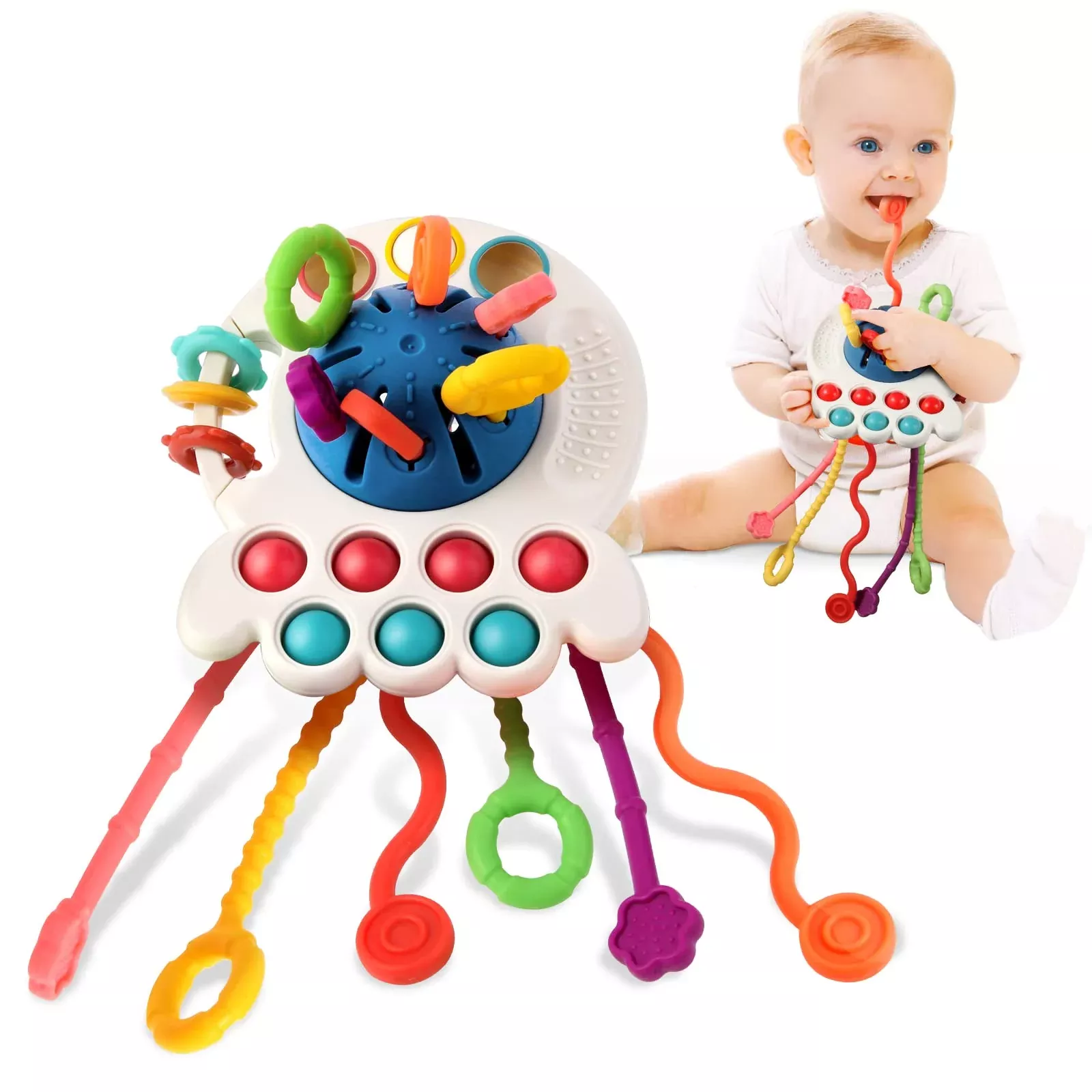 Hooku Montessori Toys - Sensory Food Grade Silicone Pull String Toy fo