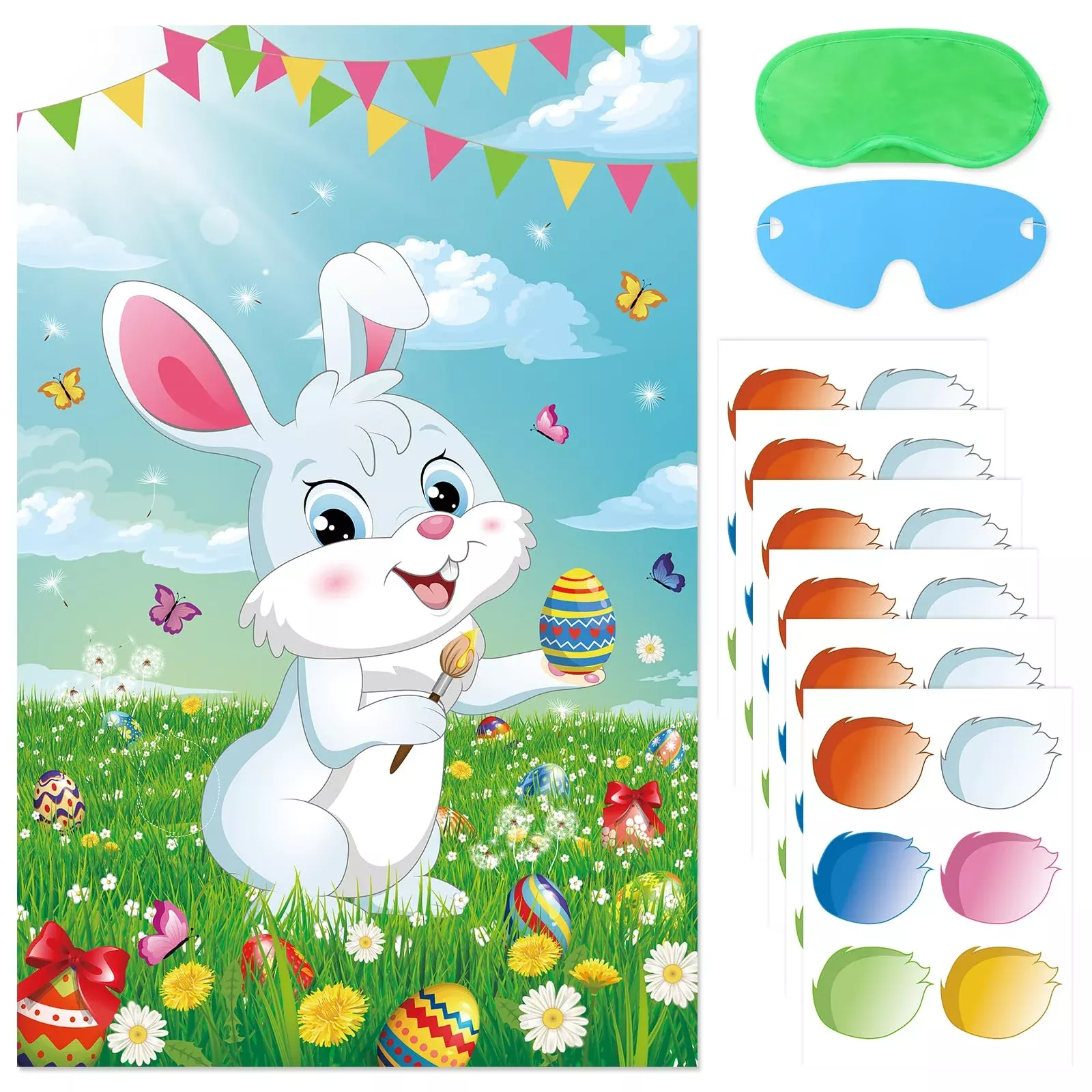 Hooqict Pin The Tail on The Bunny Game Large Easter Party Supplies