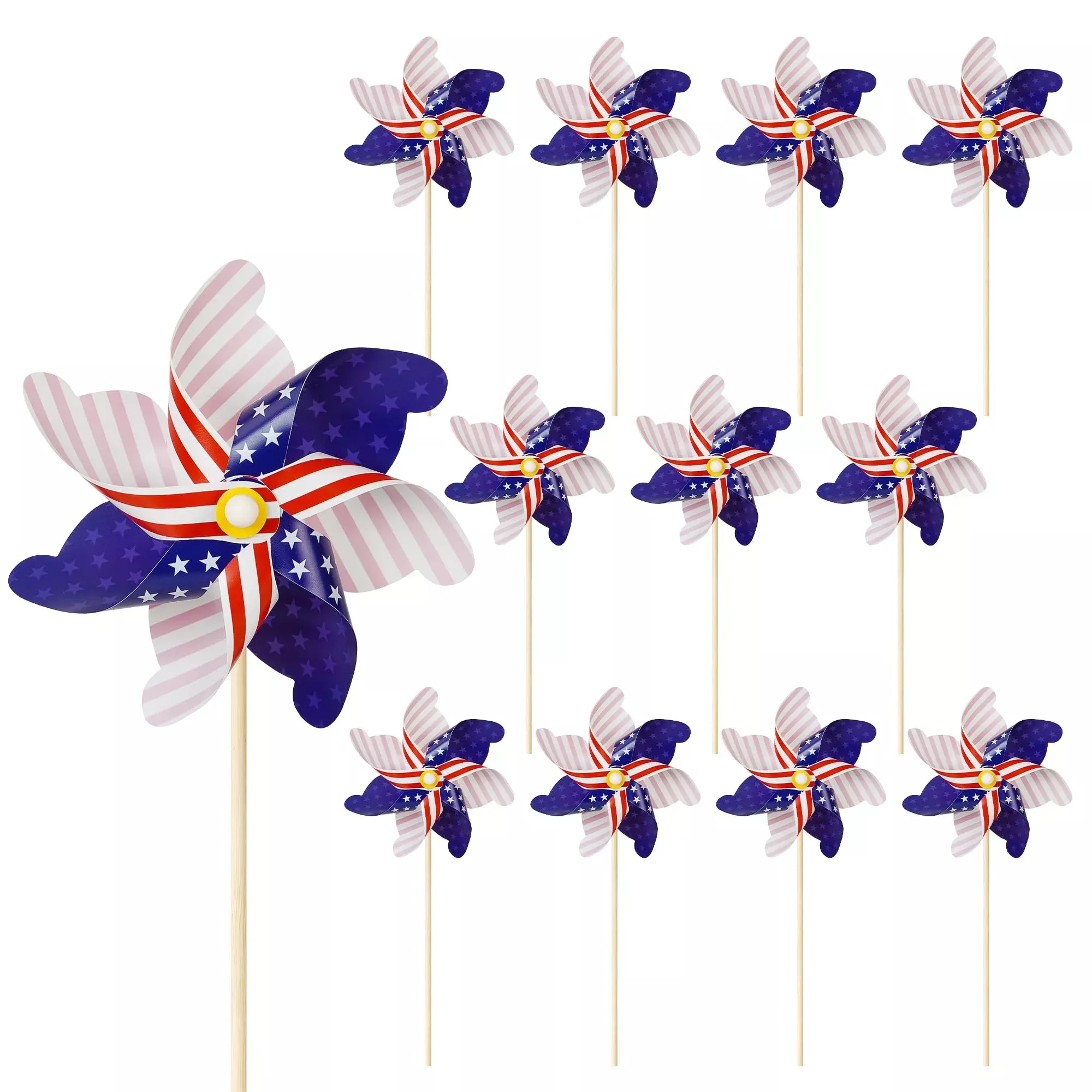 HOOSUN 4th of July Pinwheels Outdoor Decorations, 12 Pack, Flag