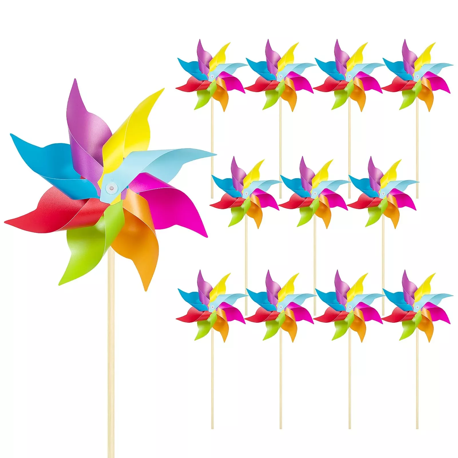 HOOSUN Rainbow Pinwheels for Kids - 12 Pack, Colorful, 7