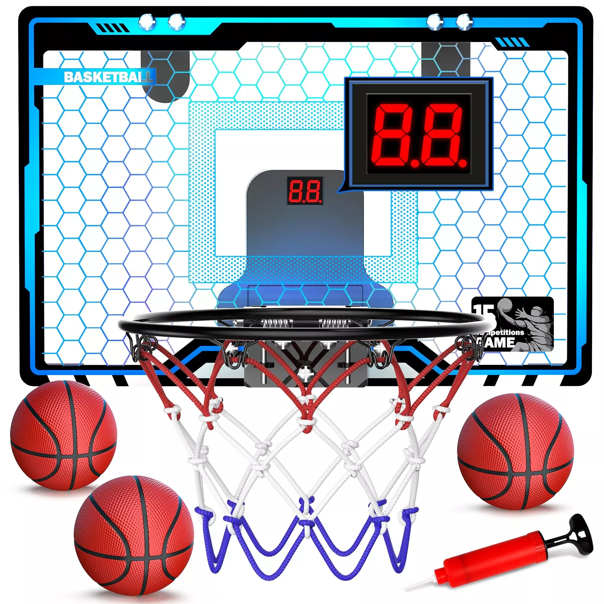 HopeRock Kids Basketball Hoop Indoor with Electronic Scoring, Blue