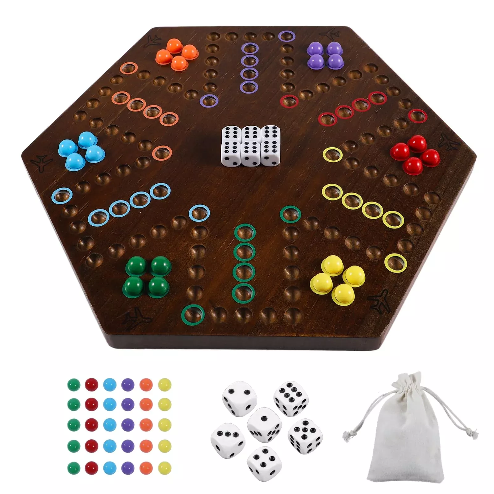 HOROW Classic Marble Game Board for 4-6 Players, Flame, 14.8