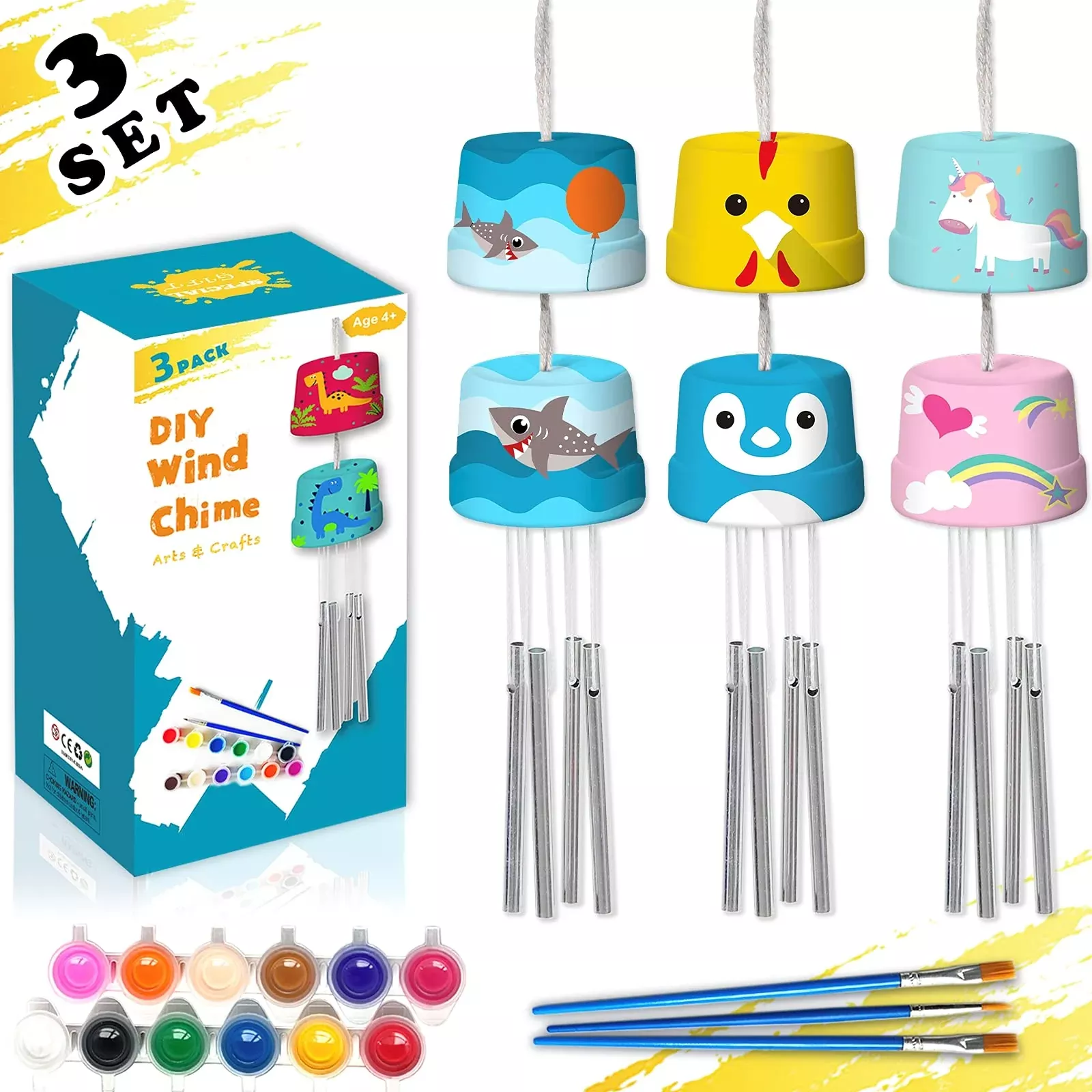 HOSKO DIY Wind Chime Craft Kit for Kids, White, 3 Sets