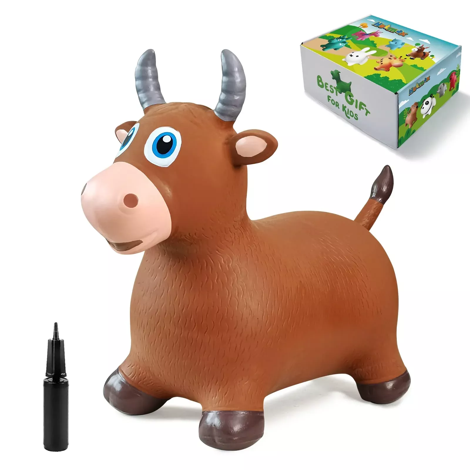 HotMax Bouncy Horse Hopper Medium Brown Cow for Active Play