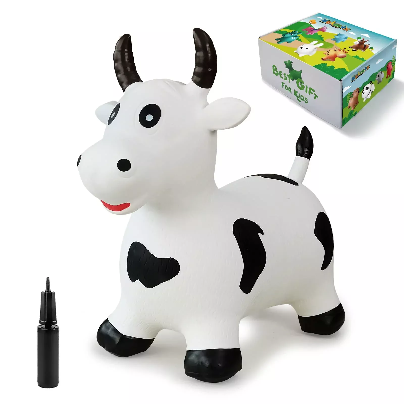 HotMax Bouncy Horse Medium White Cow - Encourages Physical Activity