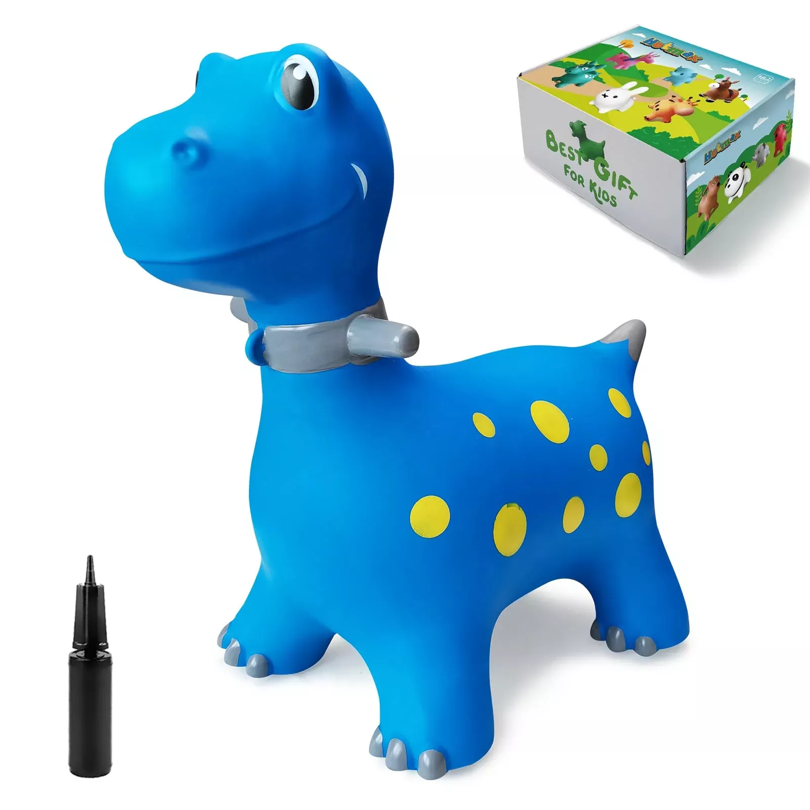 HotMax Bouncy Horse Toy Blue Dinosaur Medium for Kids' Play