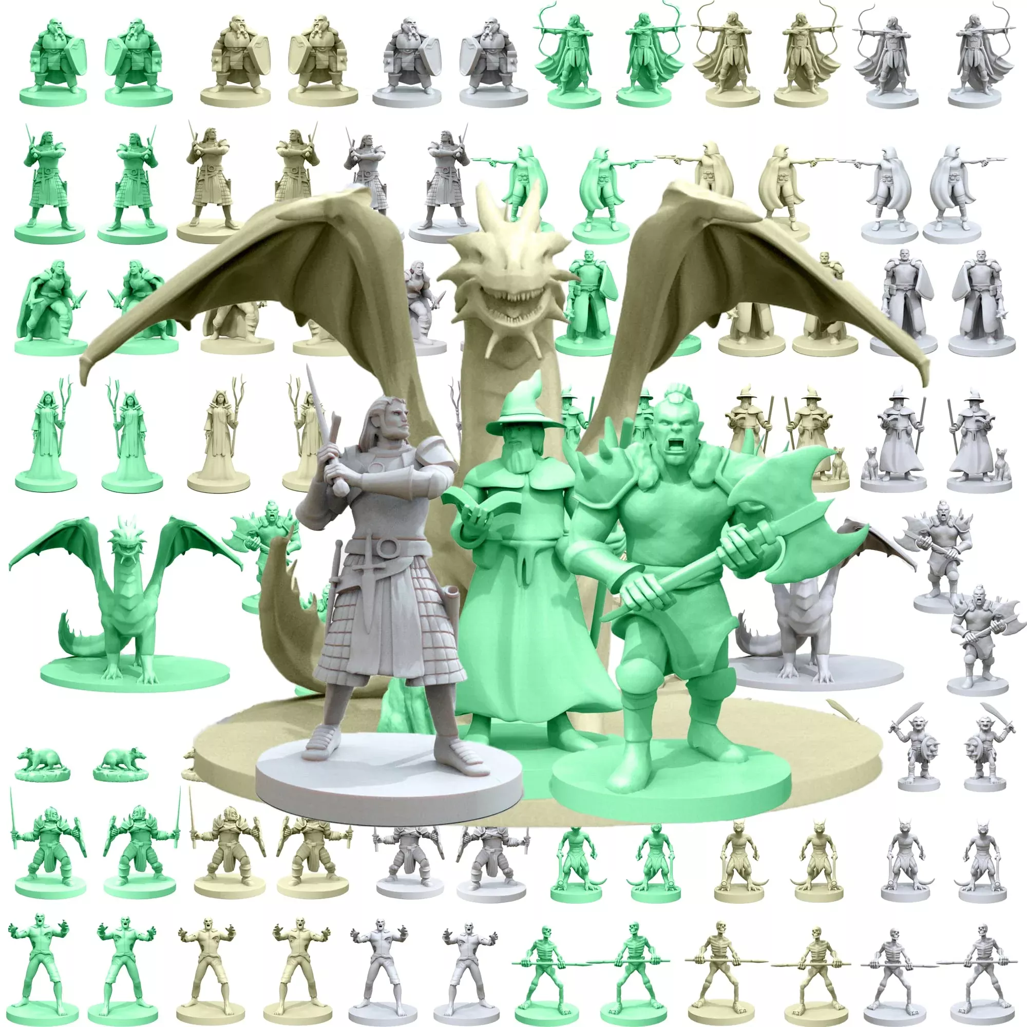 House of Bodian Mythical Heroes Mini Figure Set 93 Pcs for RPGs White