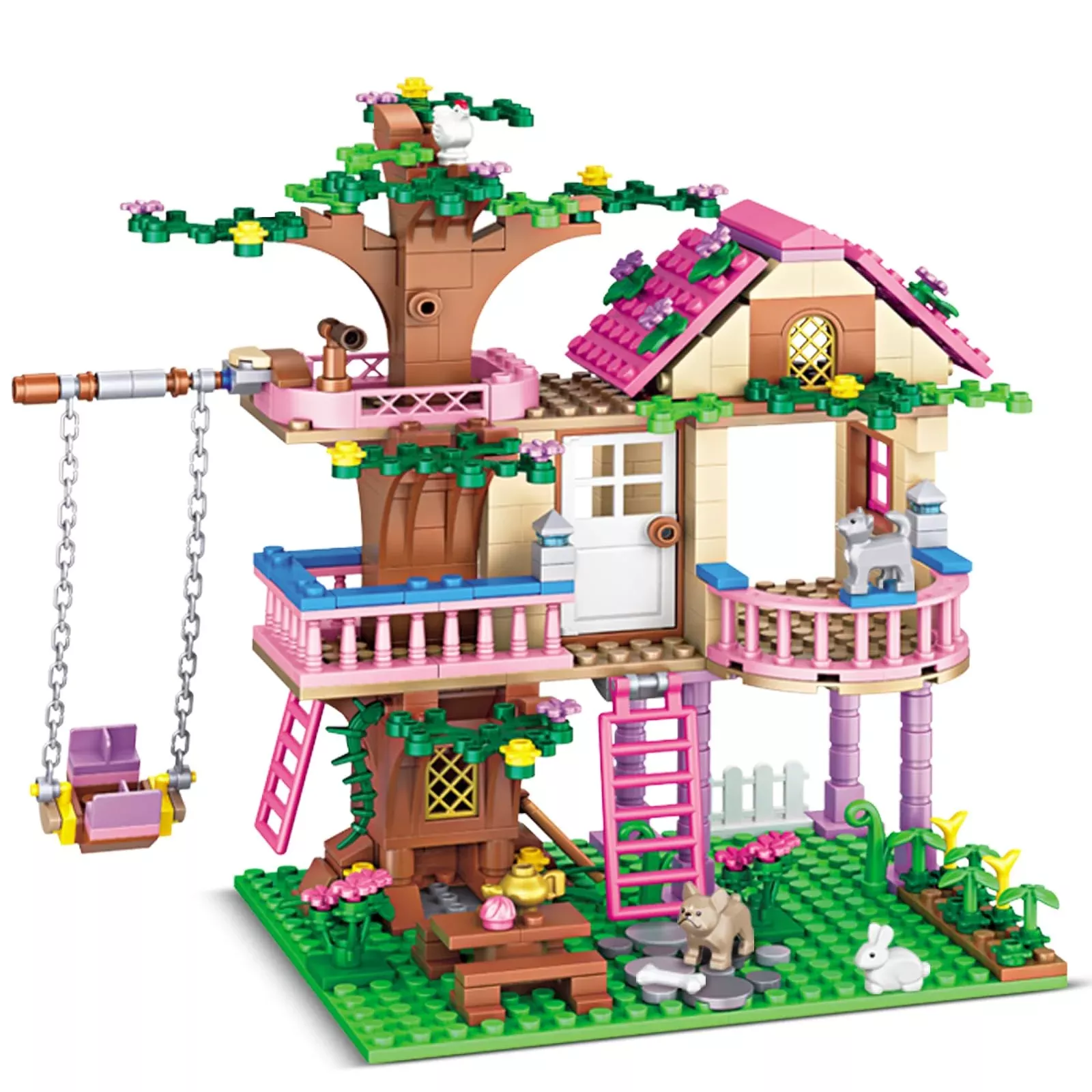 HSANHE Tree House Building Set, 504 PCS Plastic Kit, Compatible with L