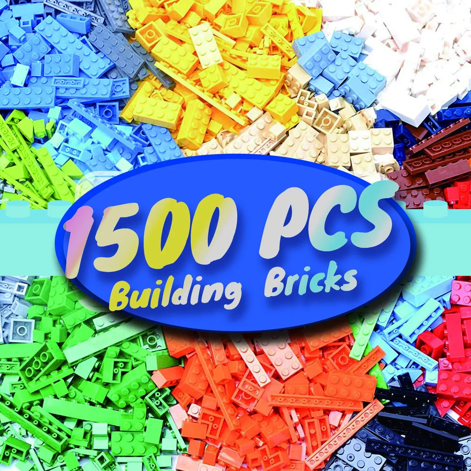 Huizdq 1500 Pieces Building Bricks, Classic Bulk Small Blocks, Classic