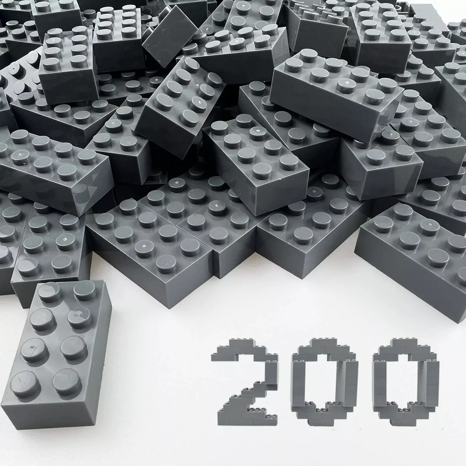 HUIZDQ 2x4 Building Blocks Compatible with Major Brands, Dark Gray,