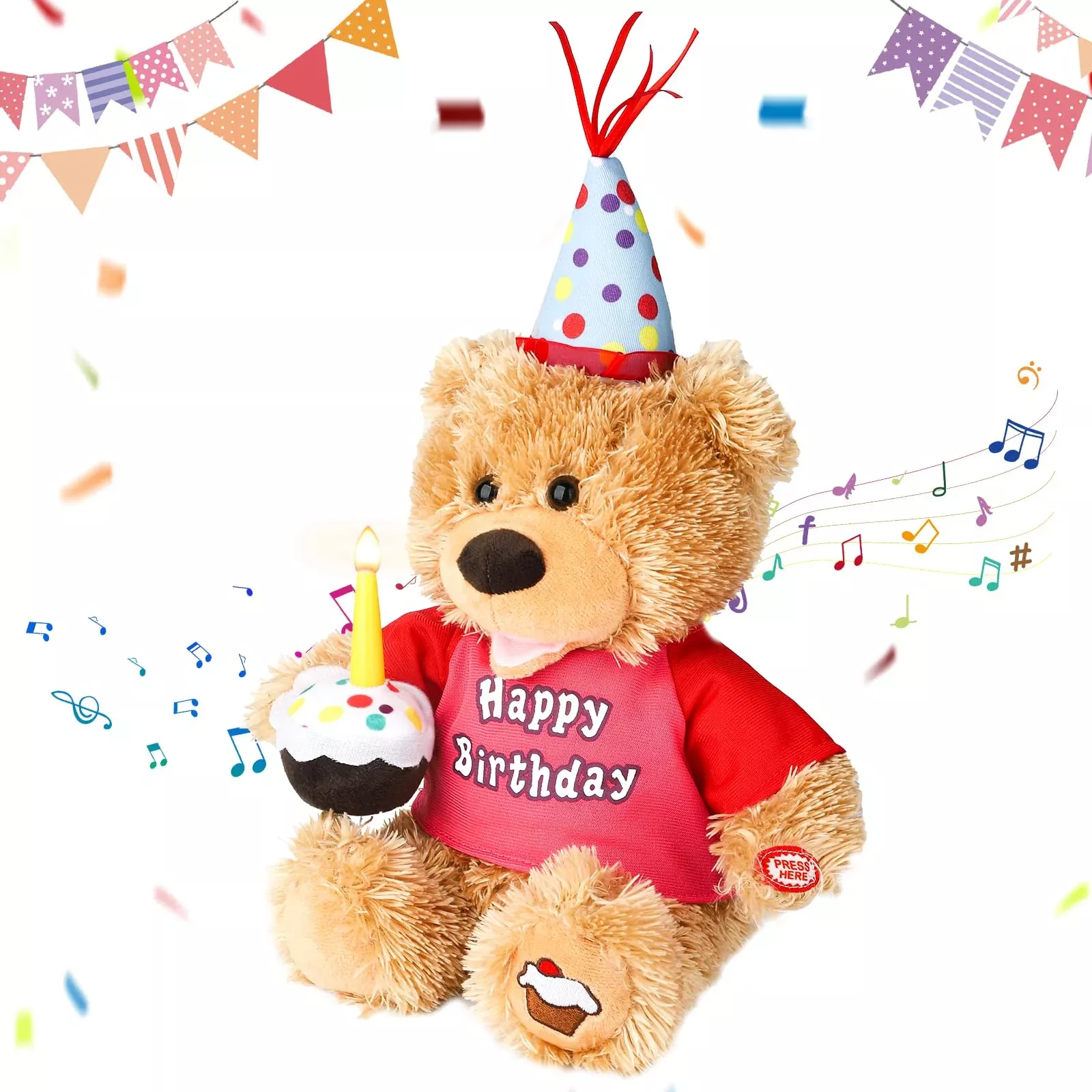 Humor Ted Interactive Singing Teddy Bear - Brown, 12-inch Plush Toy