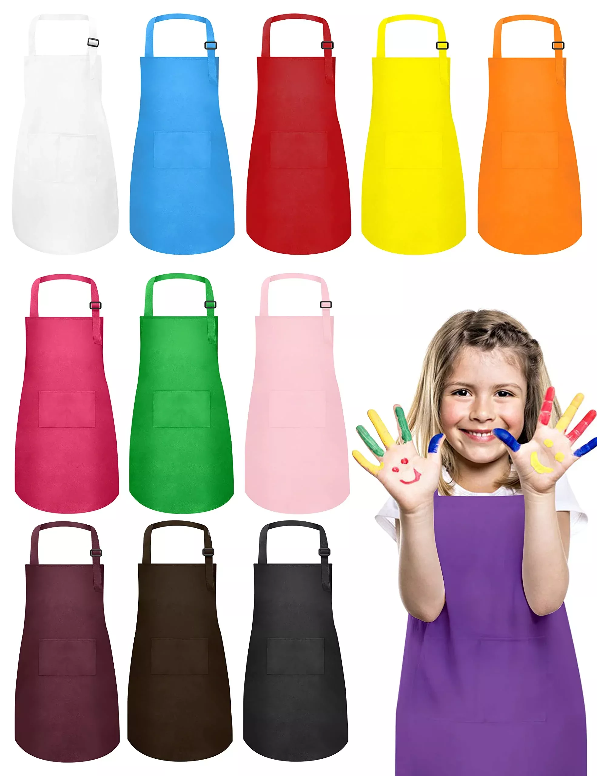 IAGBIBUI Kids Apron Set for Cooking & Art, 12 Pcs,