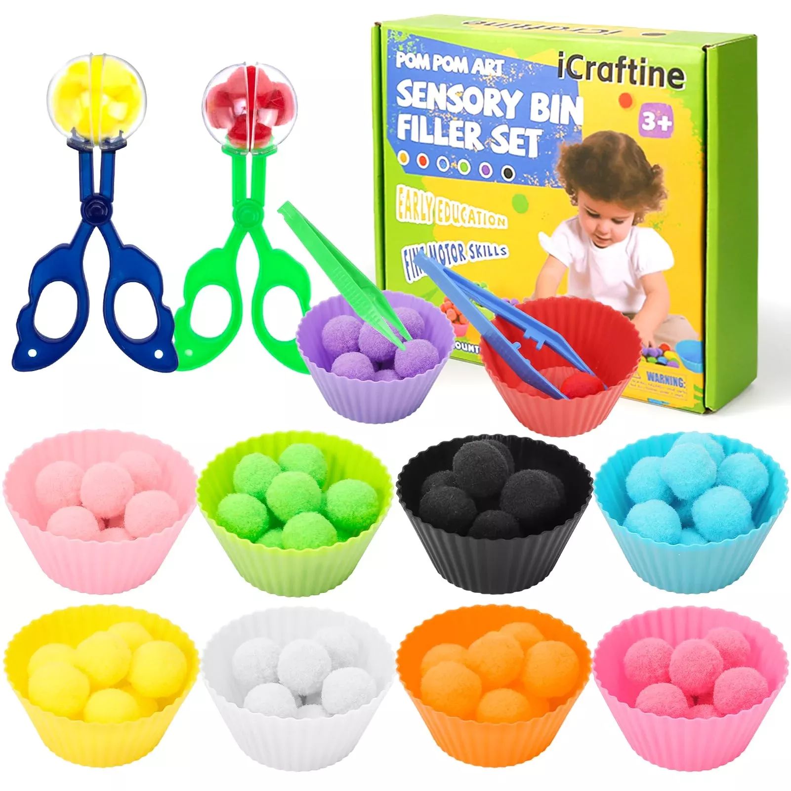 iCraftine Sorting Bowl Set for Kids - 10 Colors, Medium, Safe Materials