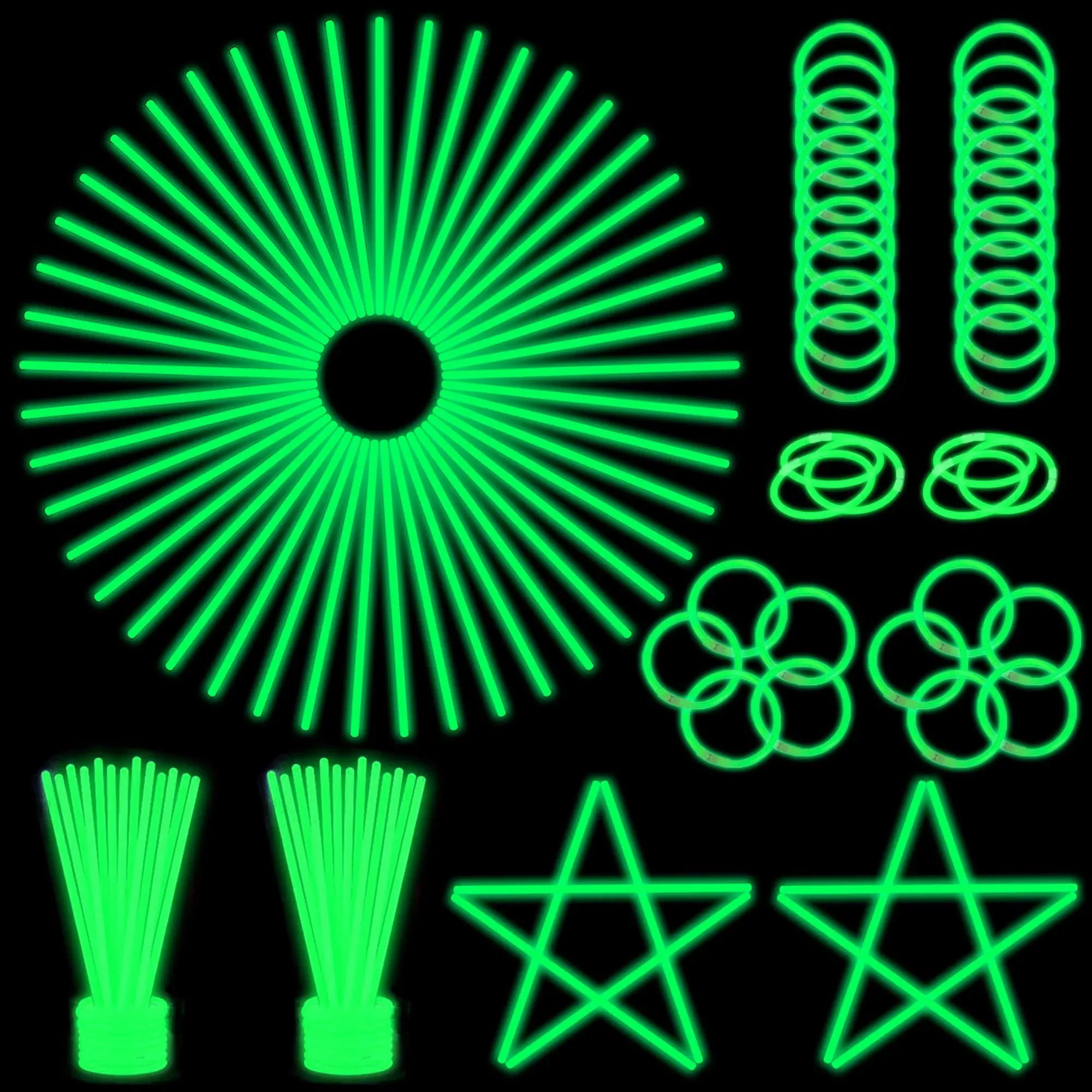 ILHSTY Glow Sticks Bulk 8 in Green 100 Pack Anti-Leaking Non