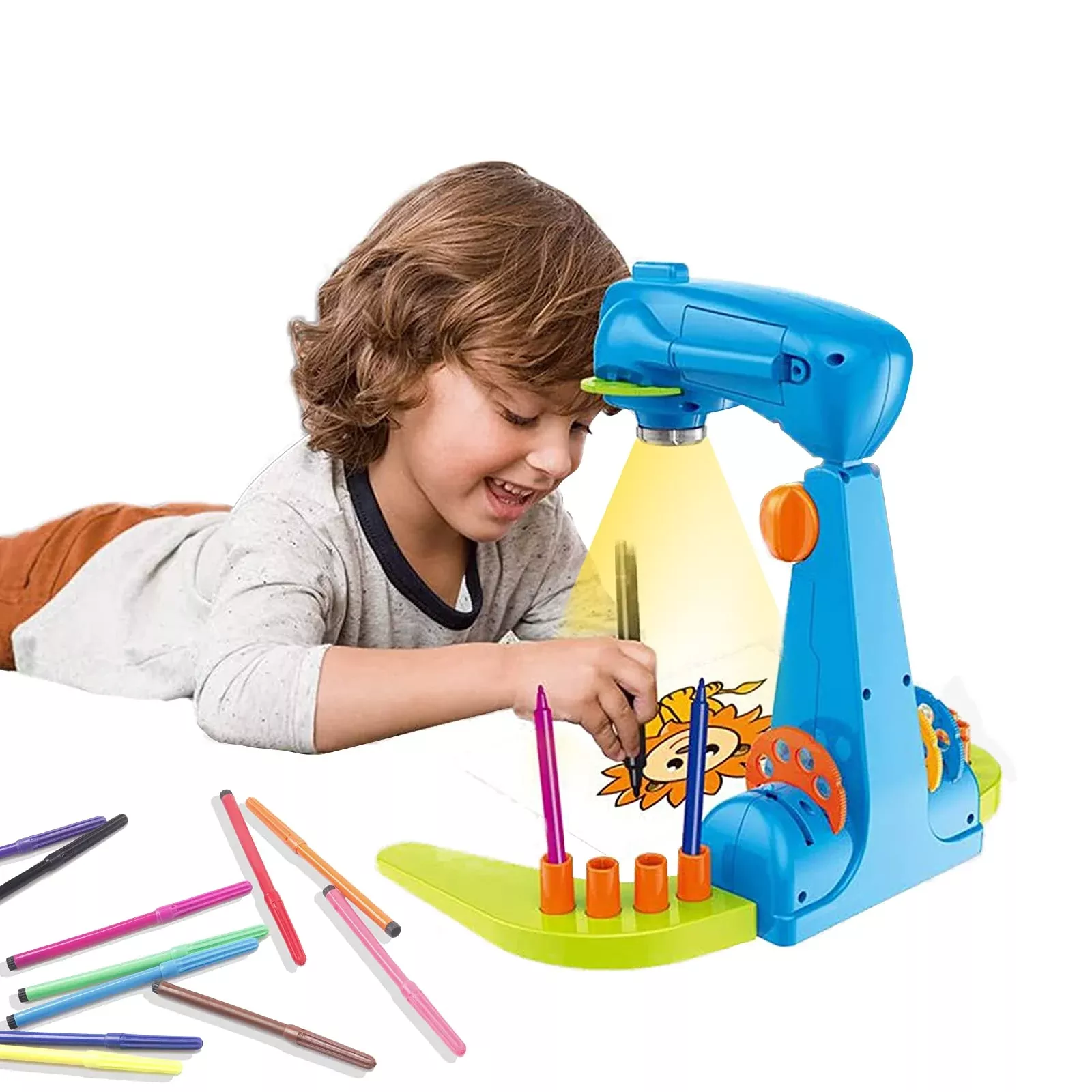 imireux Kids Drawing Projector Machine, Medium, Blue, 32 Patterns