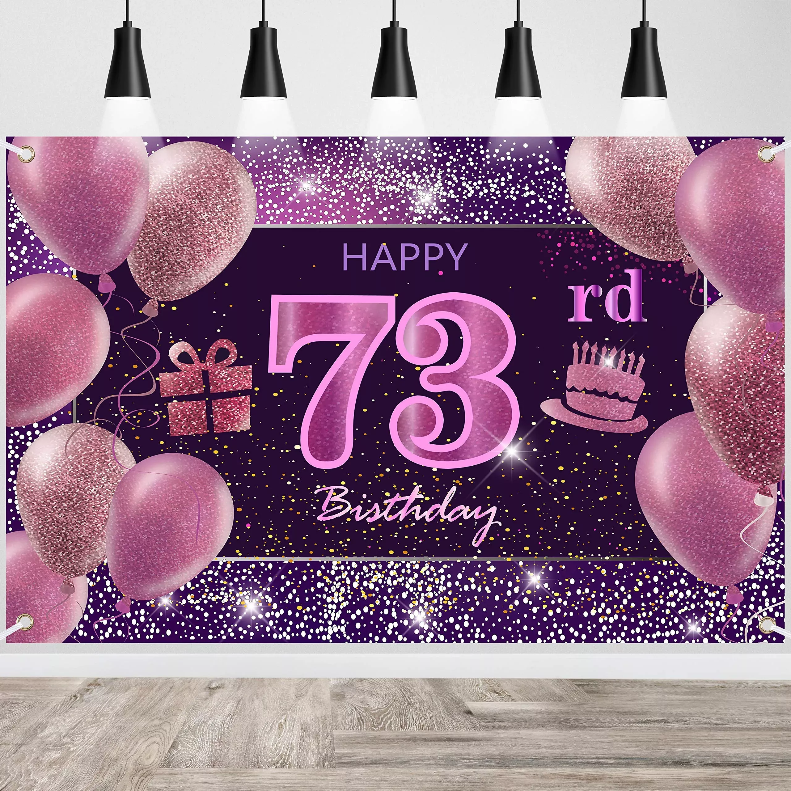 IMISI Birthday Backdrop Banner 3.77 x 5.9 ft Pink Gold