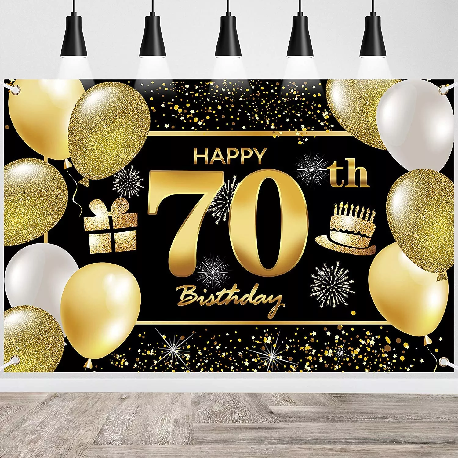 IMISI Birthday Banner 3.77 x 5.9 ft Black Polyester for Parties