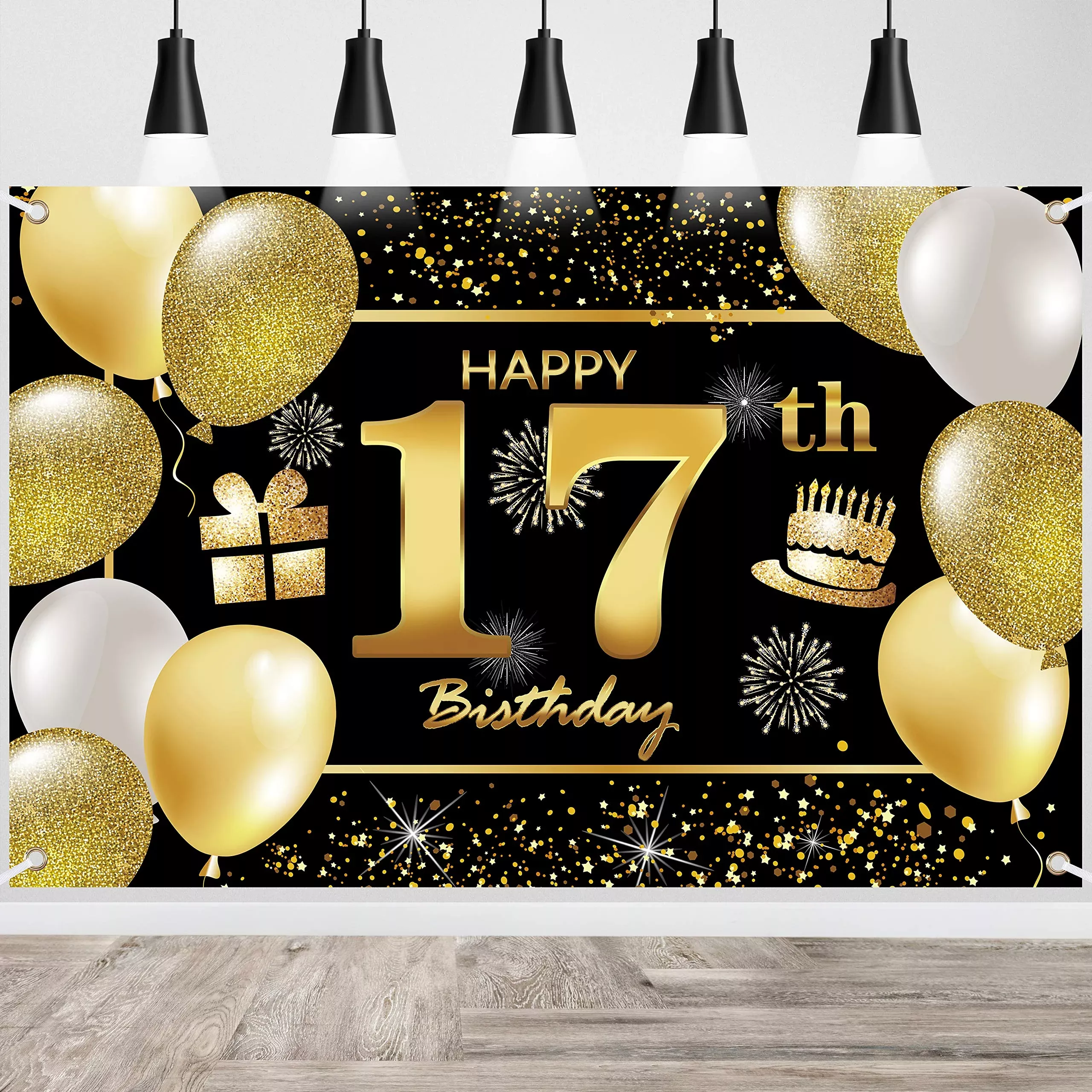 IMISI Birthday Banner 3.77x5.9 ft Black Polyester for Age Celebration