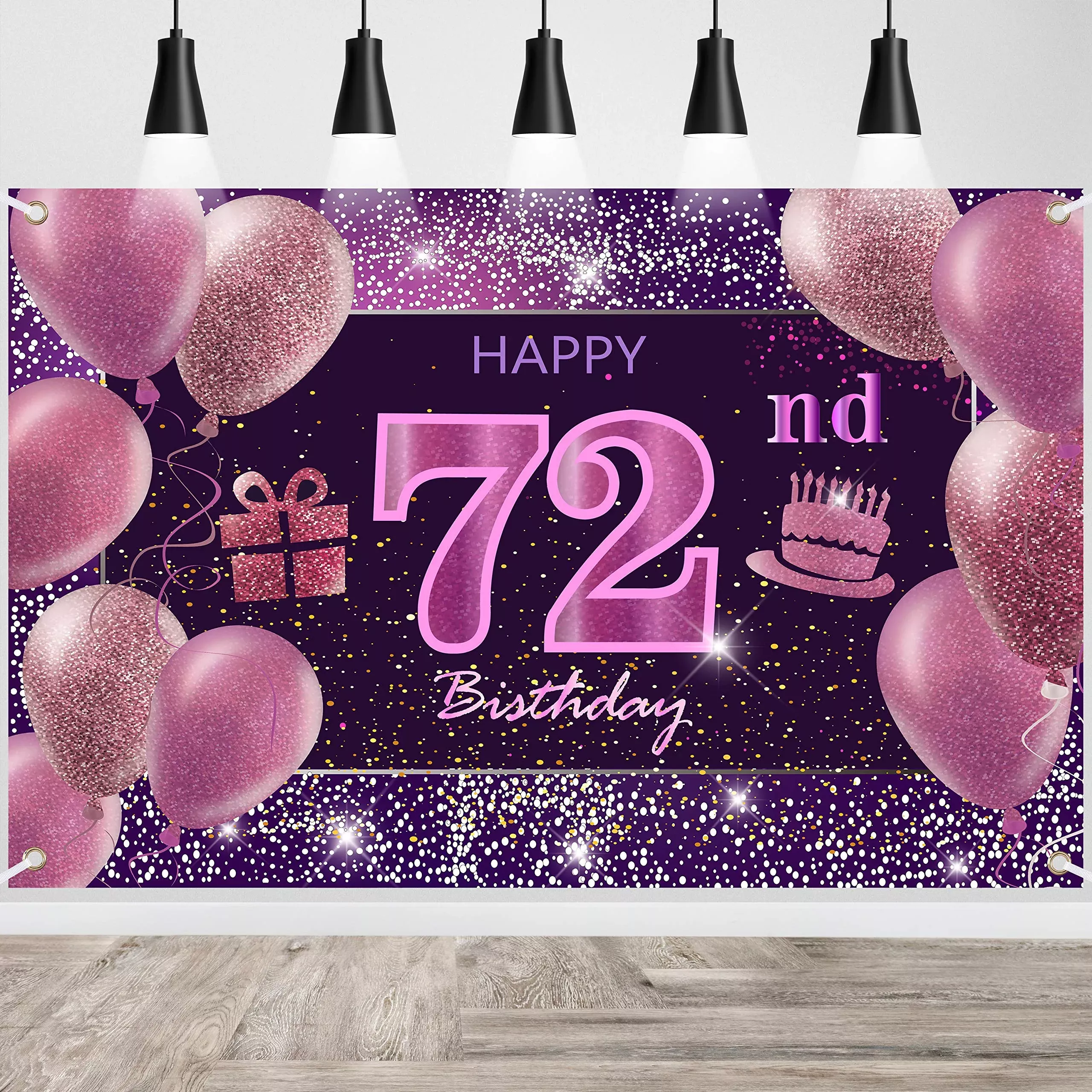 IMISI Birthday Party Backdrop Banner 3.77x5.9ft Pink Gold