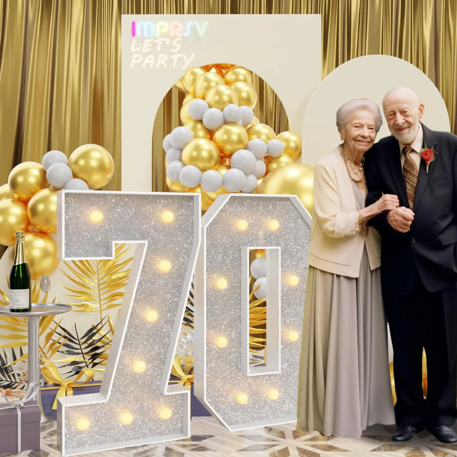 Imprsv 3Ft Silver 70Th-Birthday Decorations Numbers: 70Th Birthday Par