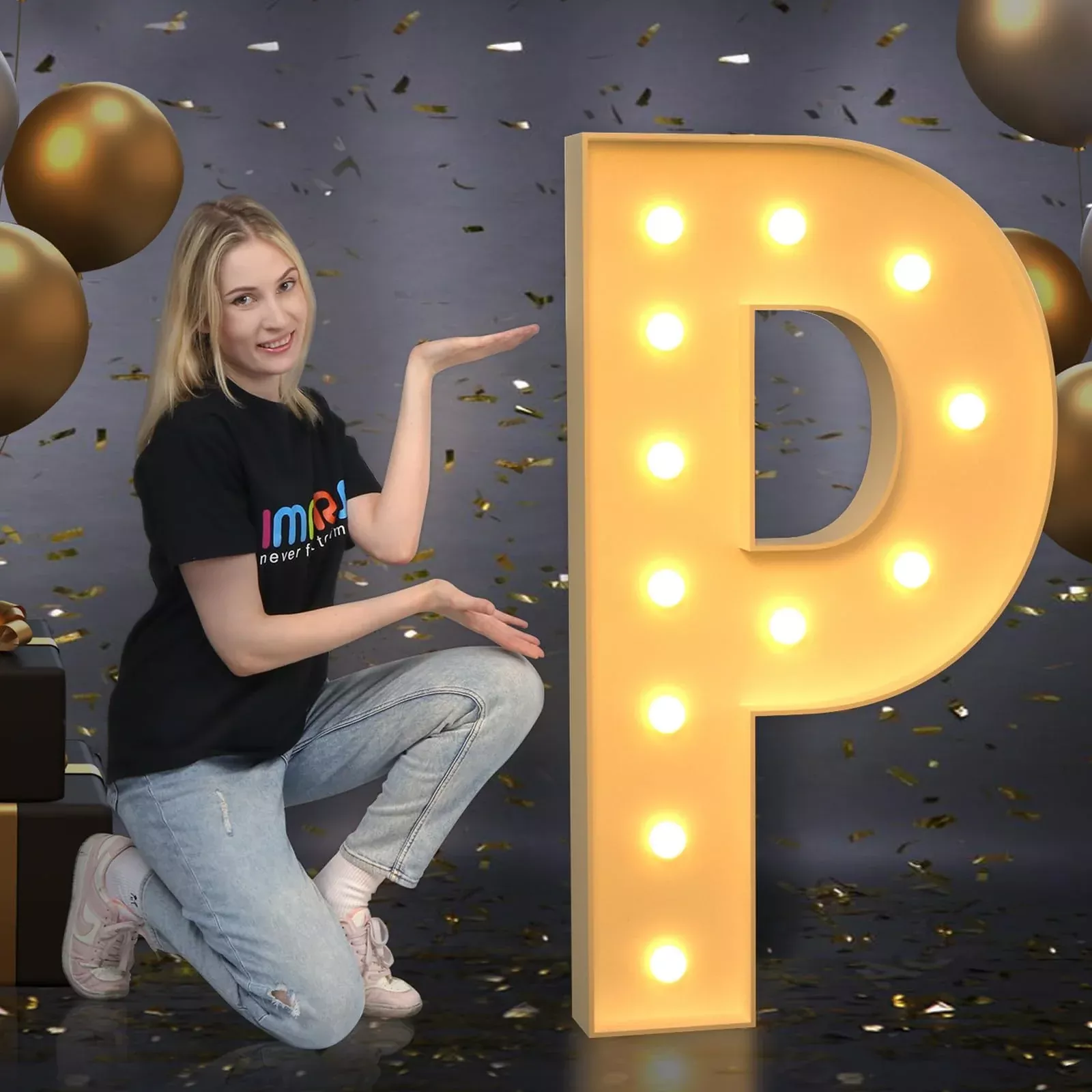imprsv 4 ft Light Up Letter P Marquee for Parties and Events