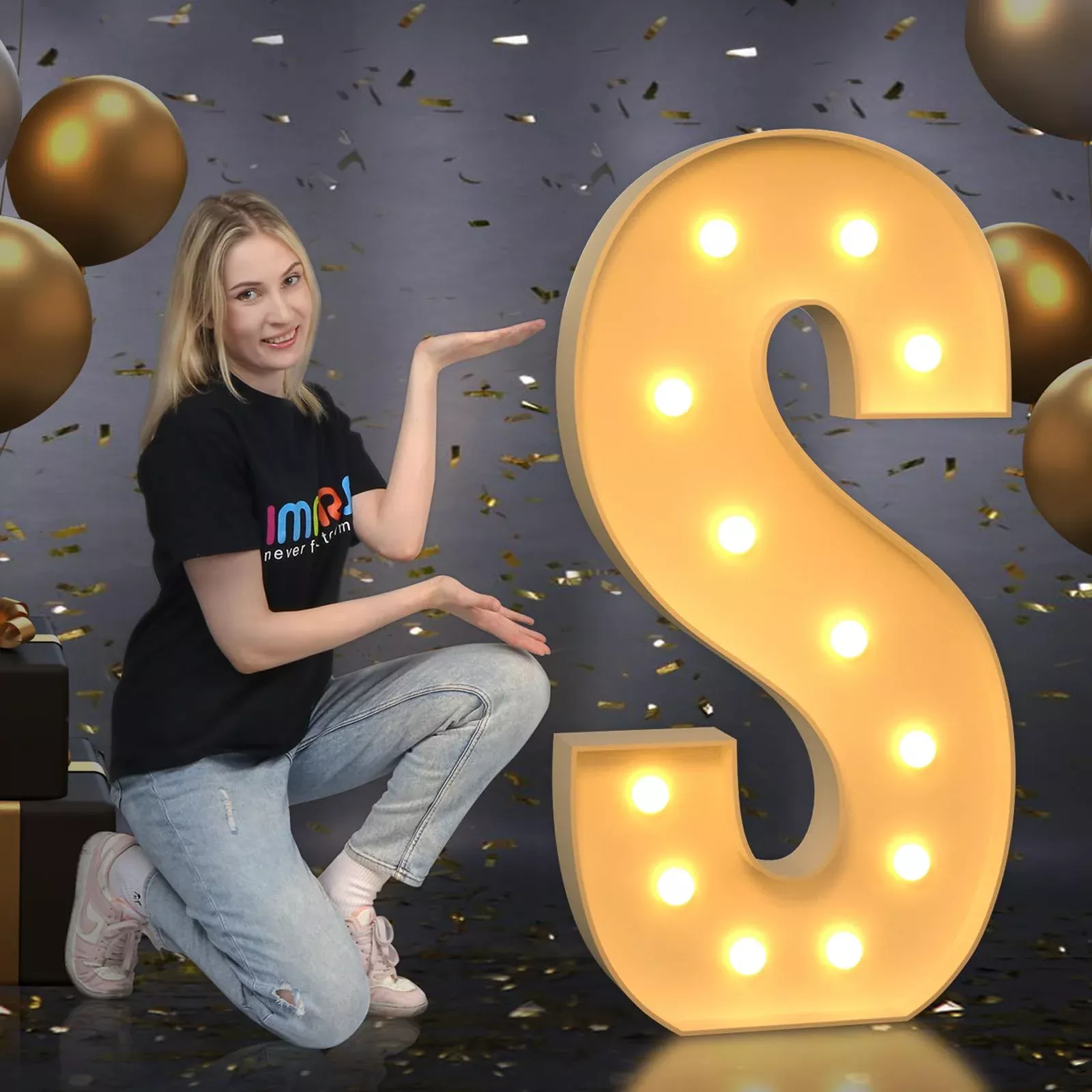 imprsv 4 FT Light Up Letter S Marquee for Party Decoration
