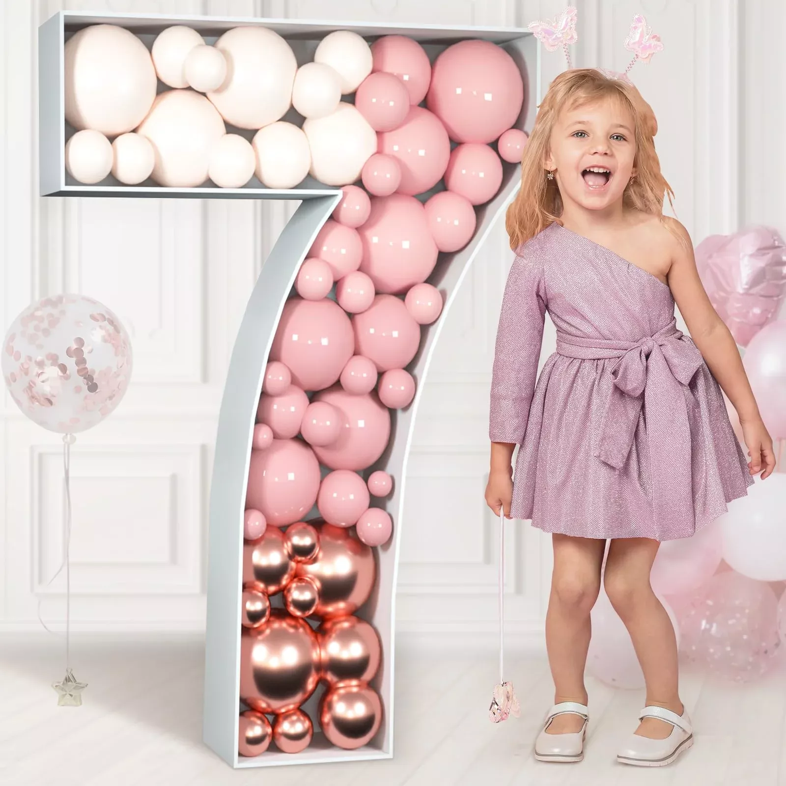 imprsv Balloon Mosaic Frame Number 7, 3 FT, Durable Foam Board