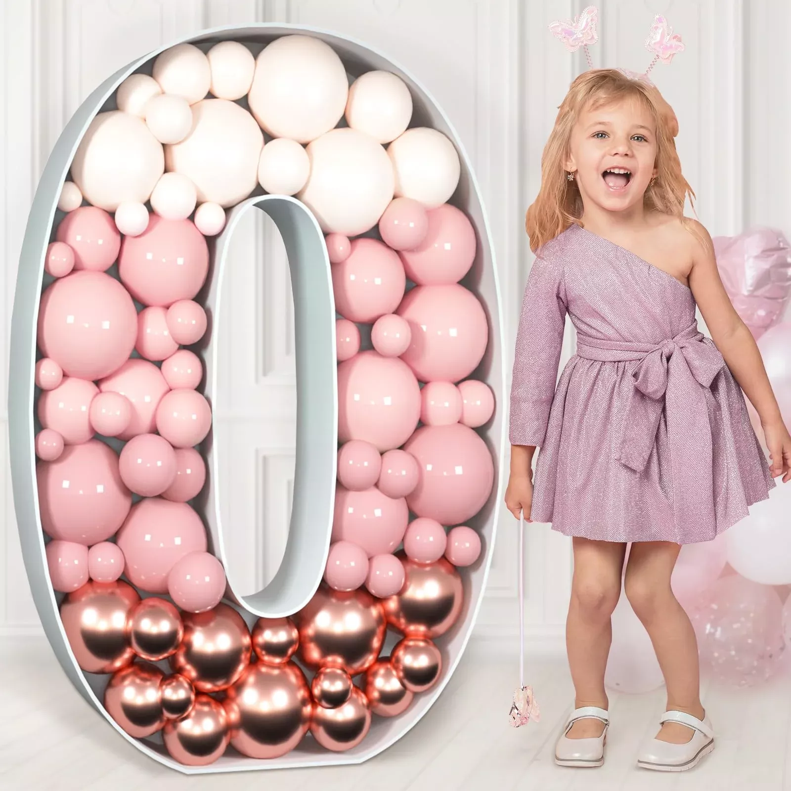 imprsv Balloon Mosaic Number Frame for 1st Birthdays, 3 FT, Number