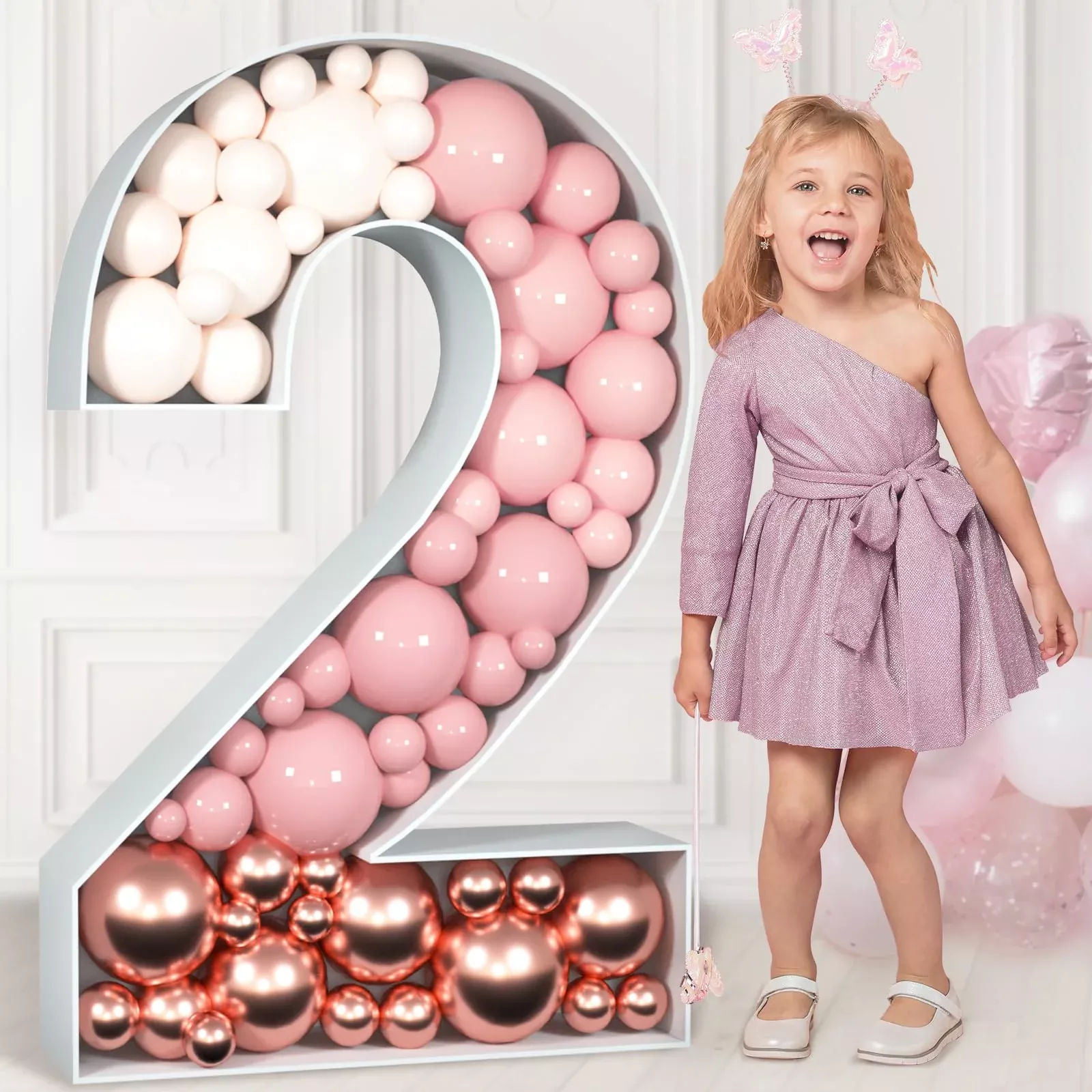 imprsv Balloon Mosaic Number Frame 3 FT Number 2 Durable Foam Board