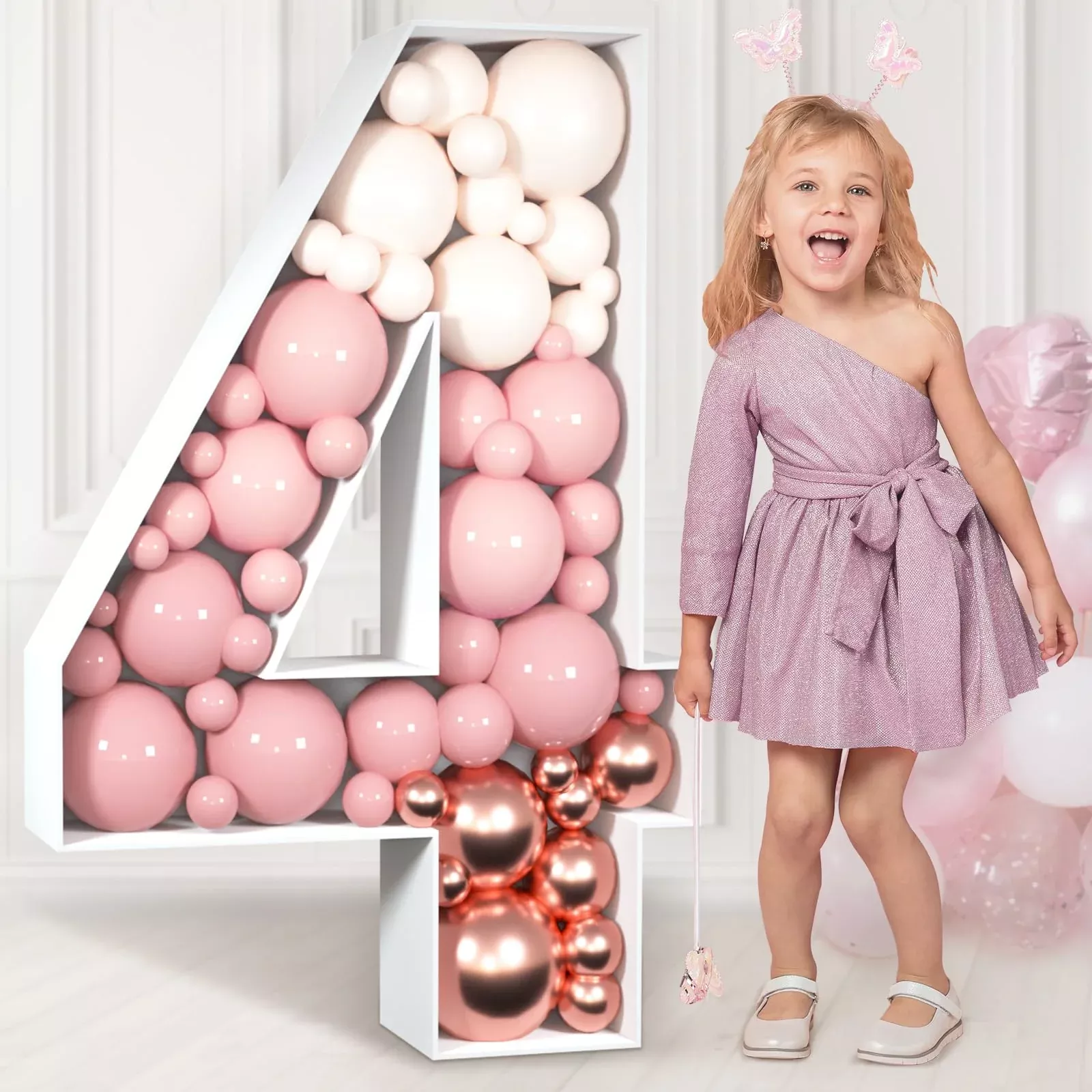 imprsv Balloon Mosaic Number Frame 3 FT Number 4 Durable Foam Board