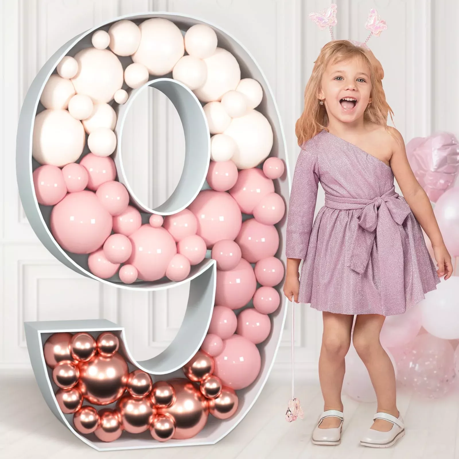 imprsv Balloon Mosaic Number Frame - 3 FT - Number 9 - Durable Foam Board