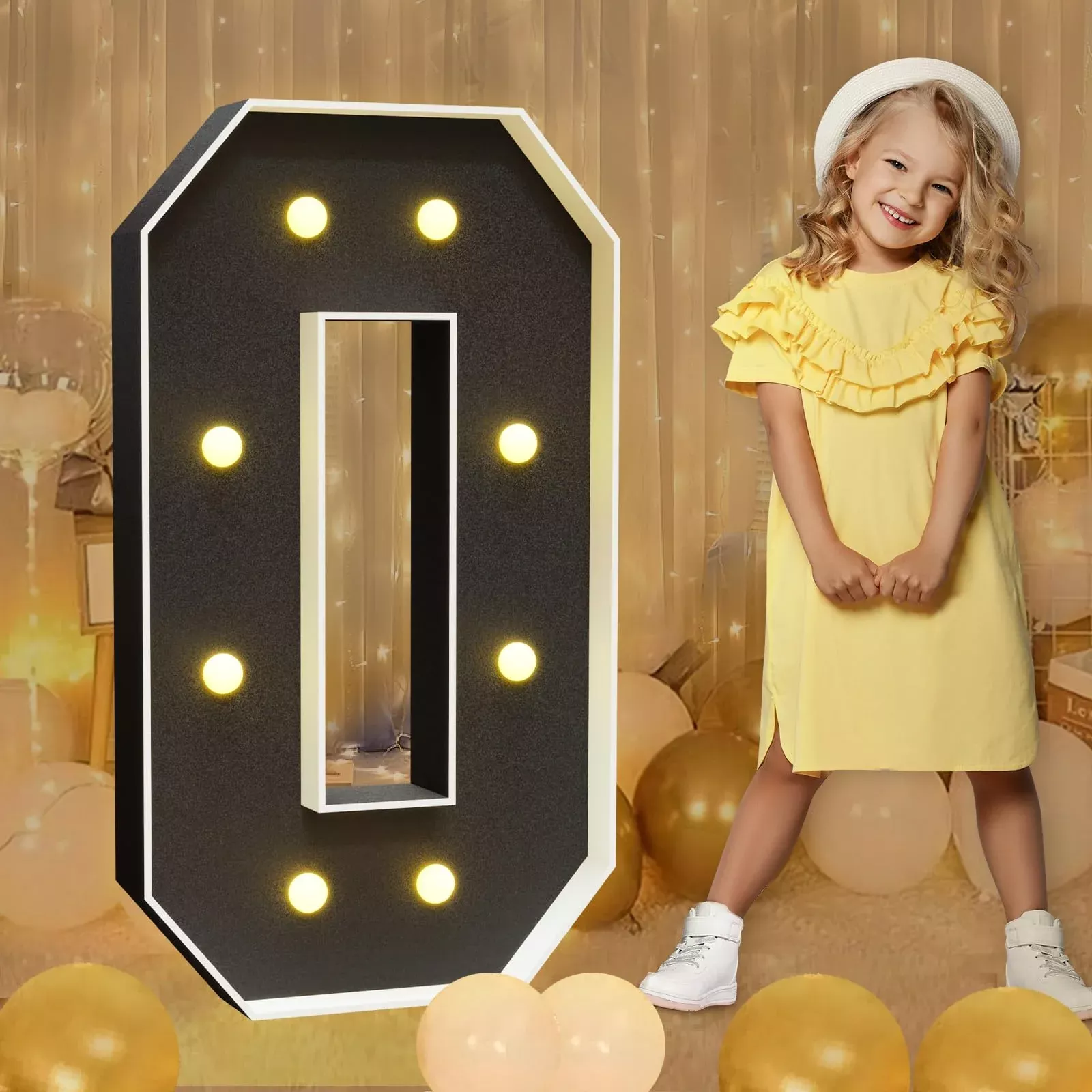 imprsv Black Marquee Letter O for Party Decor, Easy to Install