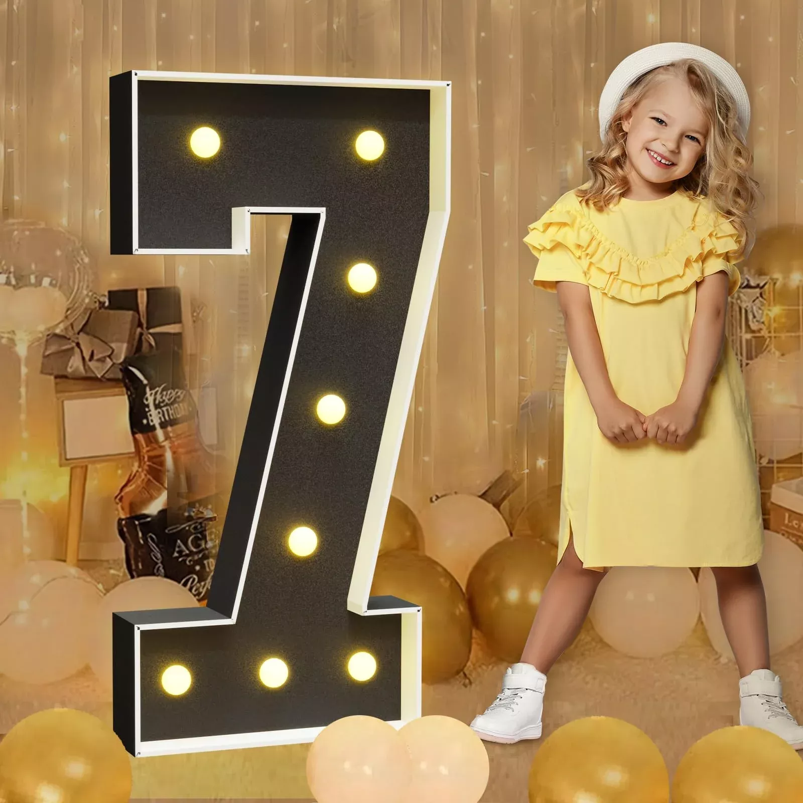 imprsv Black Marquee Numbers for Birthdays #7 Size Light-Up Decor