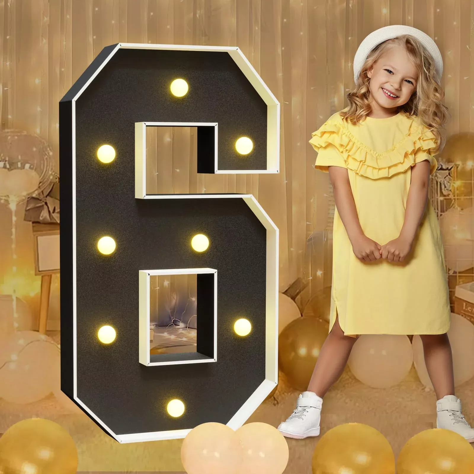 imprsv Black Marquee Numbers Decor for Birthdays #6