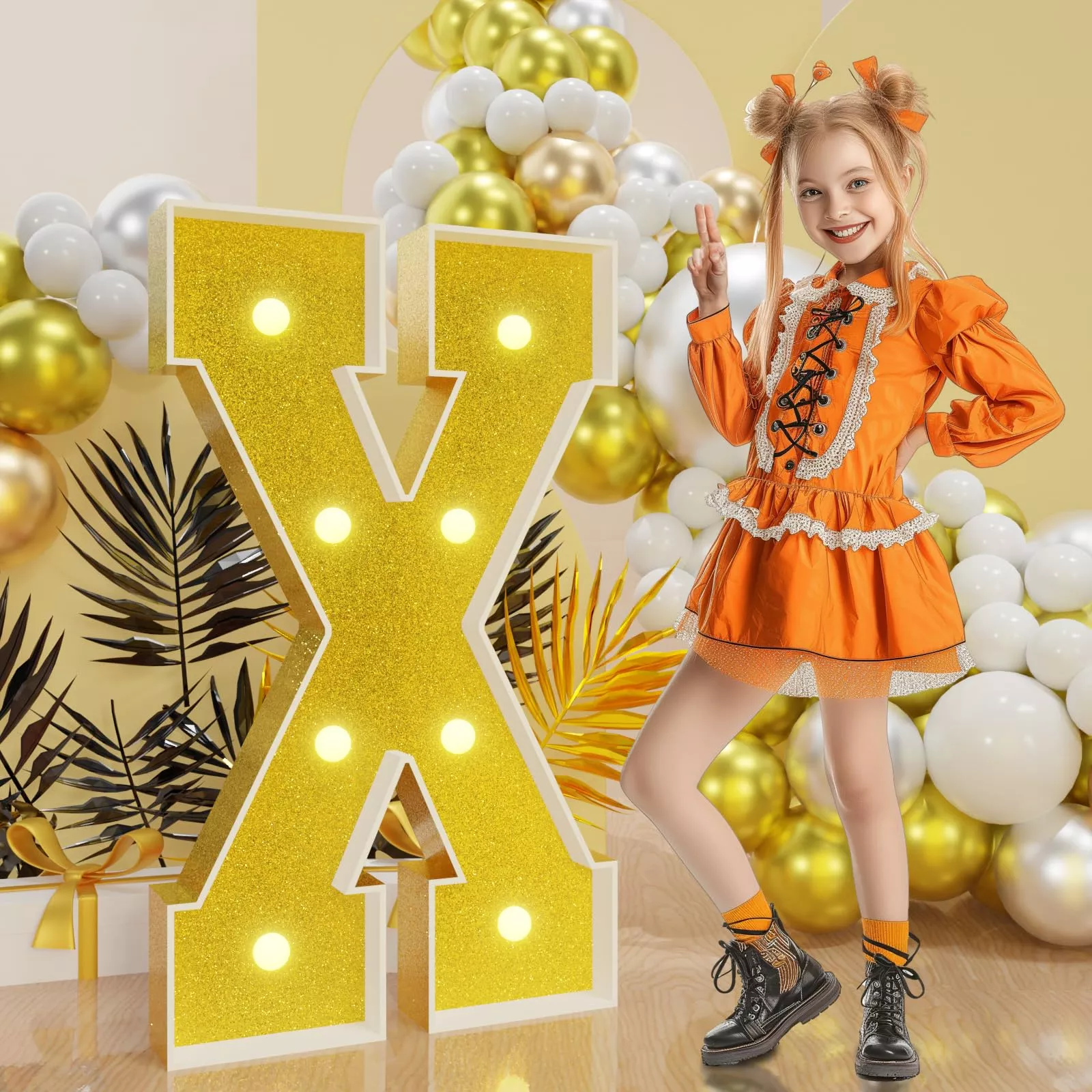 imprsv Golden Marquee Letters for Parties, Letter X, Gold
