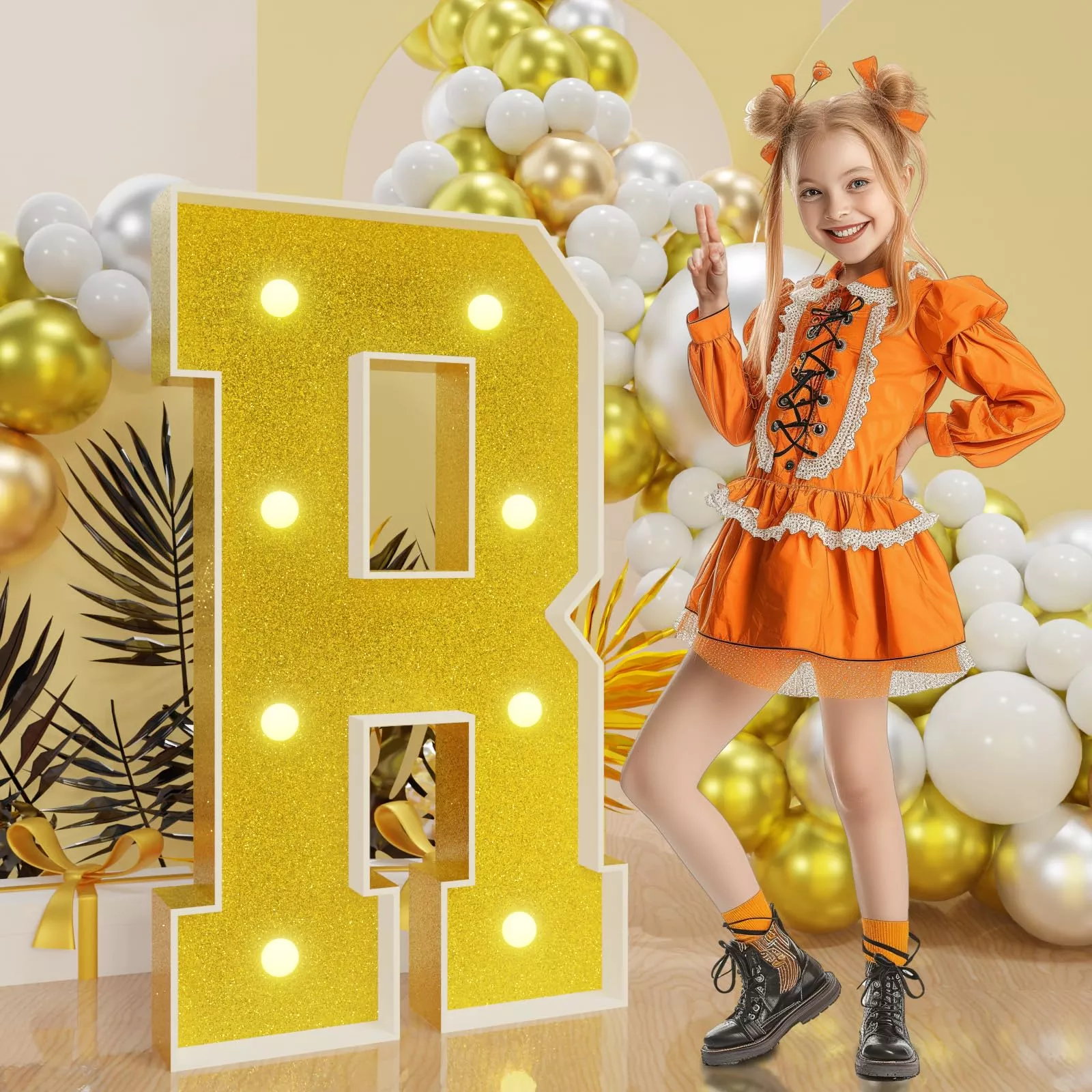 imprsv Golden Marquee Letters R for Party Decor - Gold