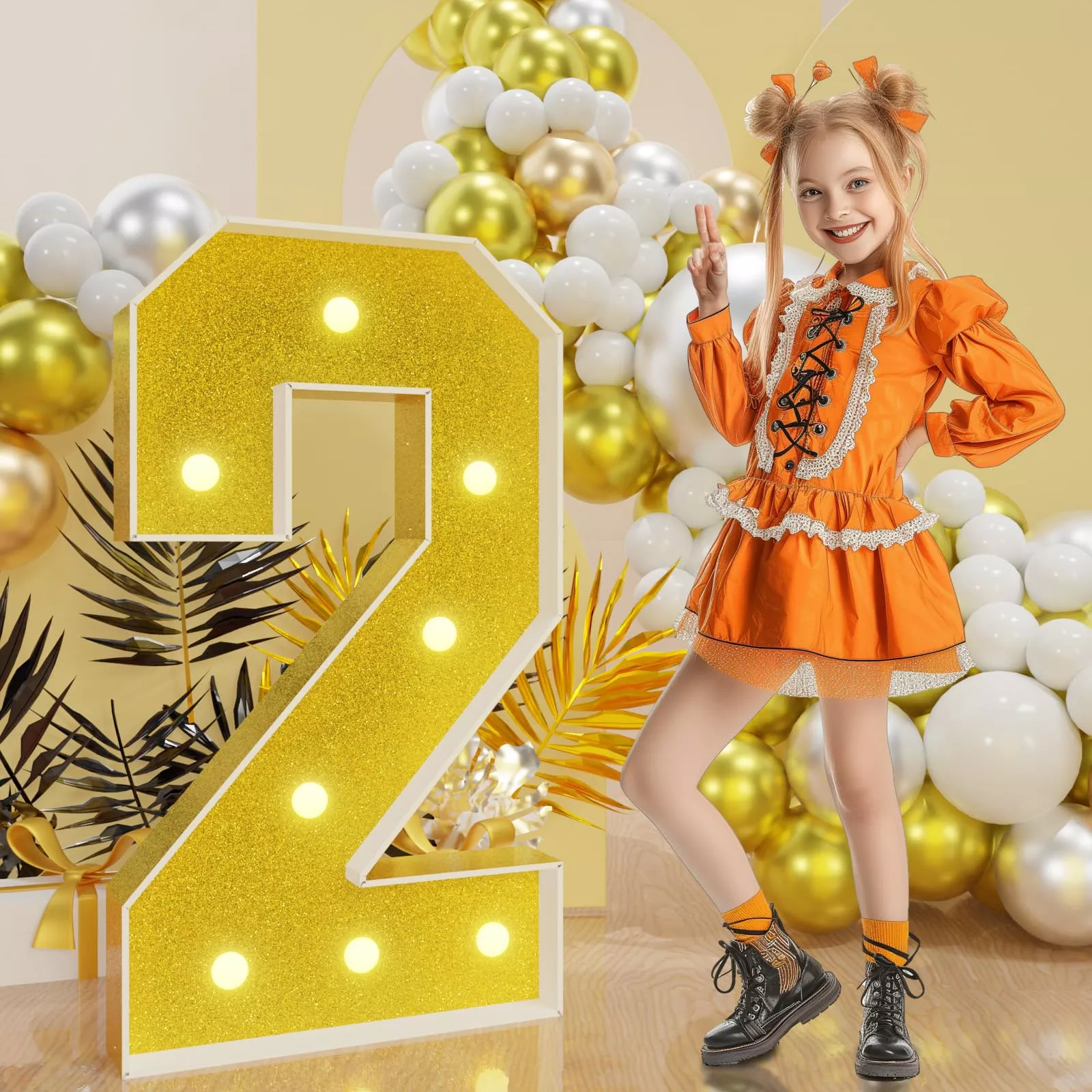 imprsv Golden Marquee Numbers for Birthdays #2 Gold Decor