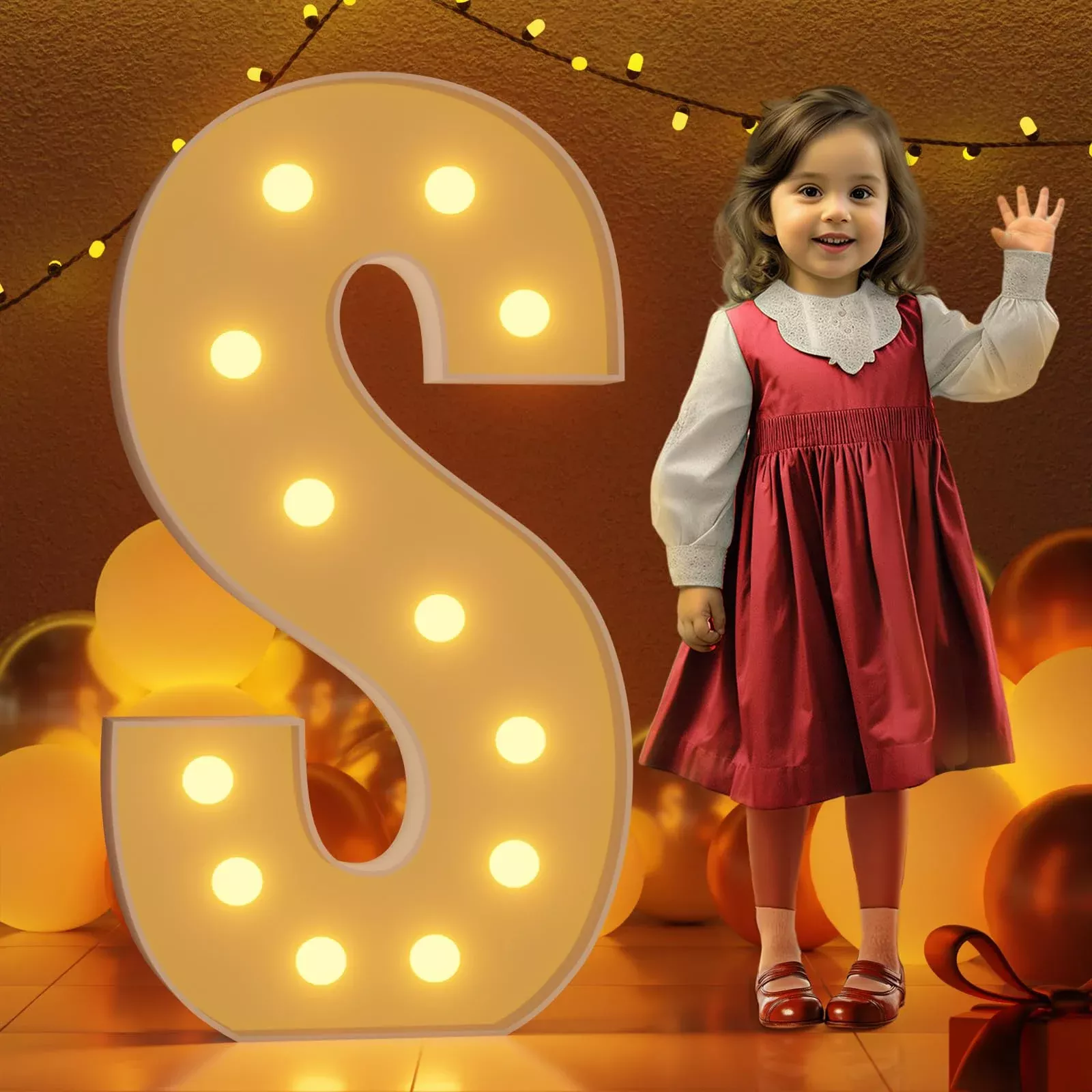 imprsv Marquee Letter S 4 FT Light Up Foam Board for Parties
