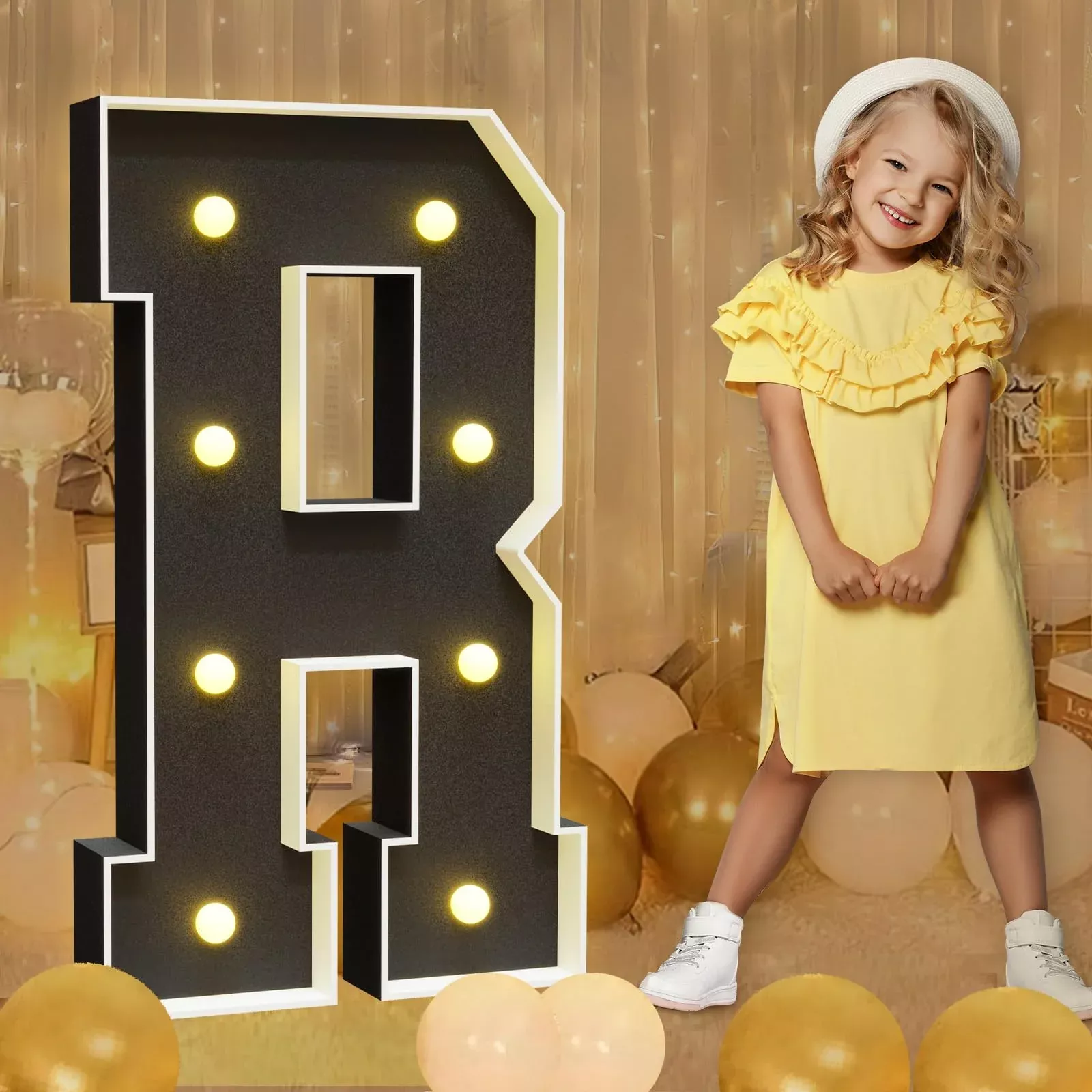 Imprsv Marquee Letters Black 3Ft: Black Party Decor - Light Up Letter