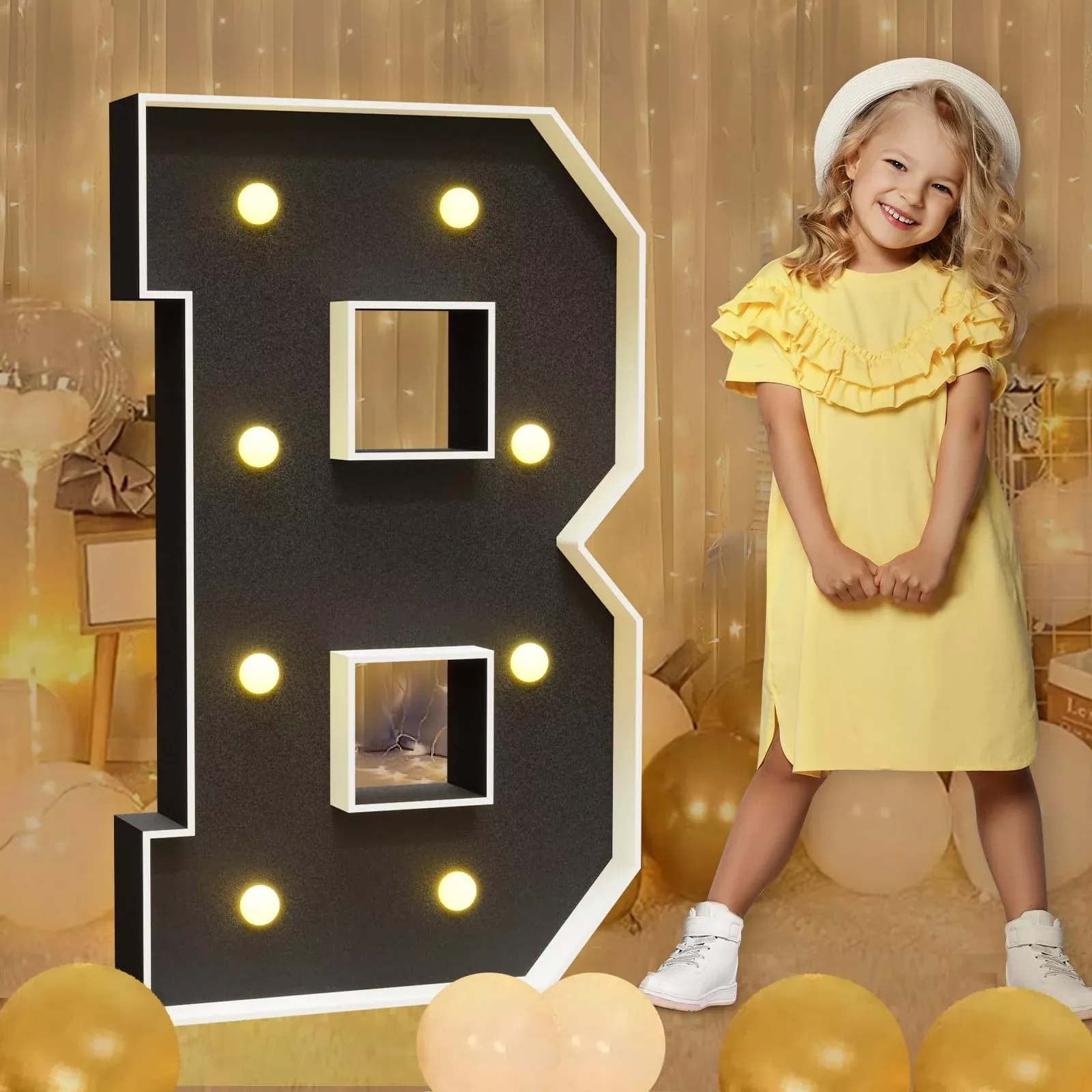 imprsv Marquee Light-up Letter B, 3ft Black Party Decor