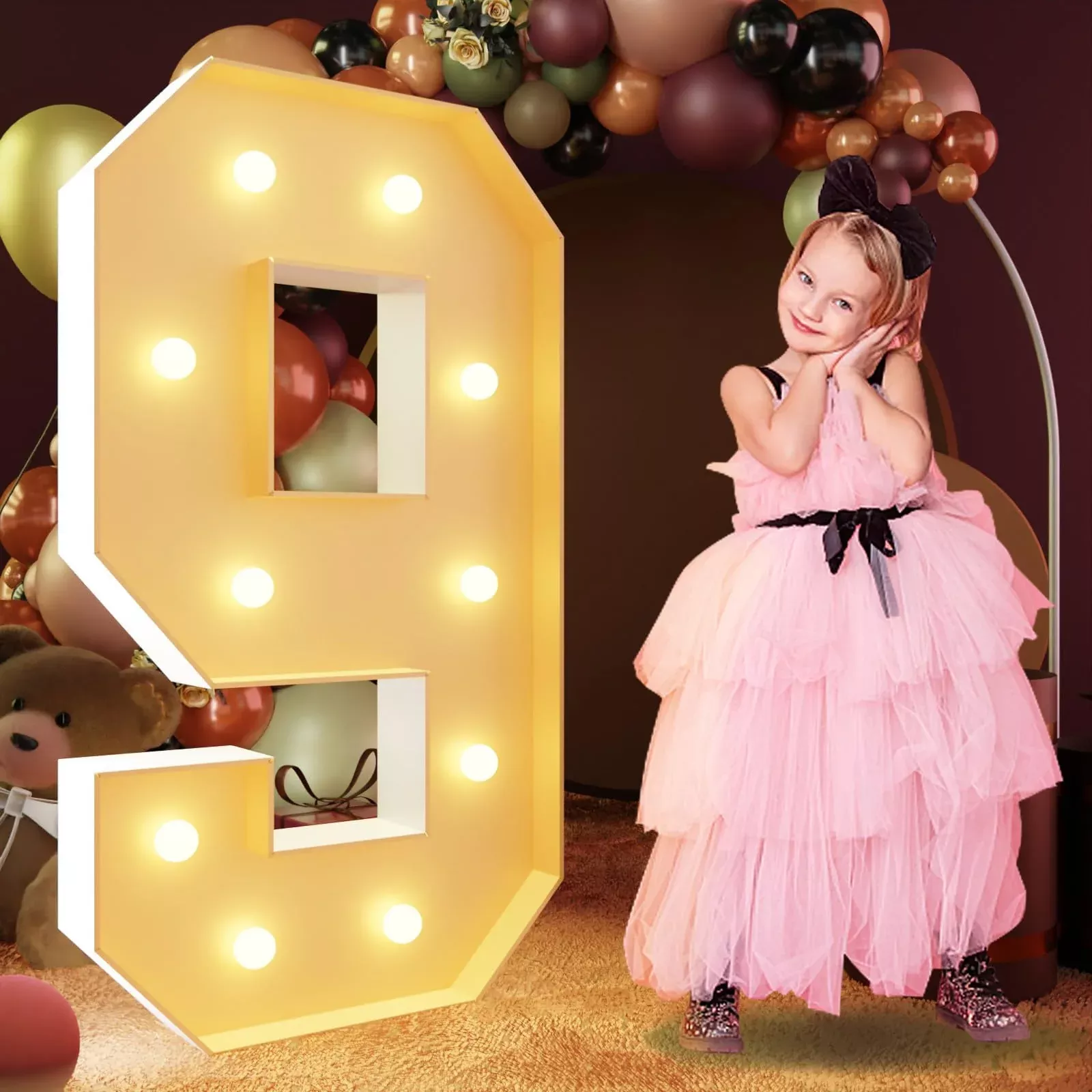 imprsv Marquee Light Up Number 9 4FT Foam Board Party Decoration