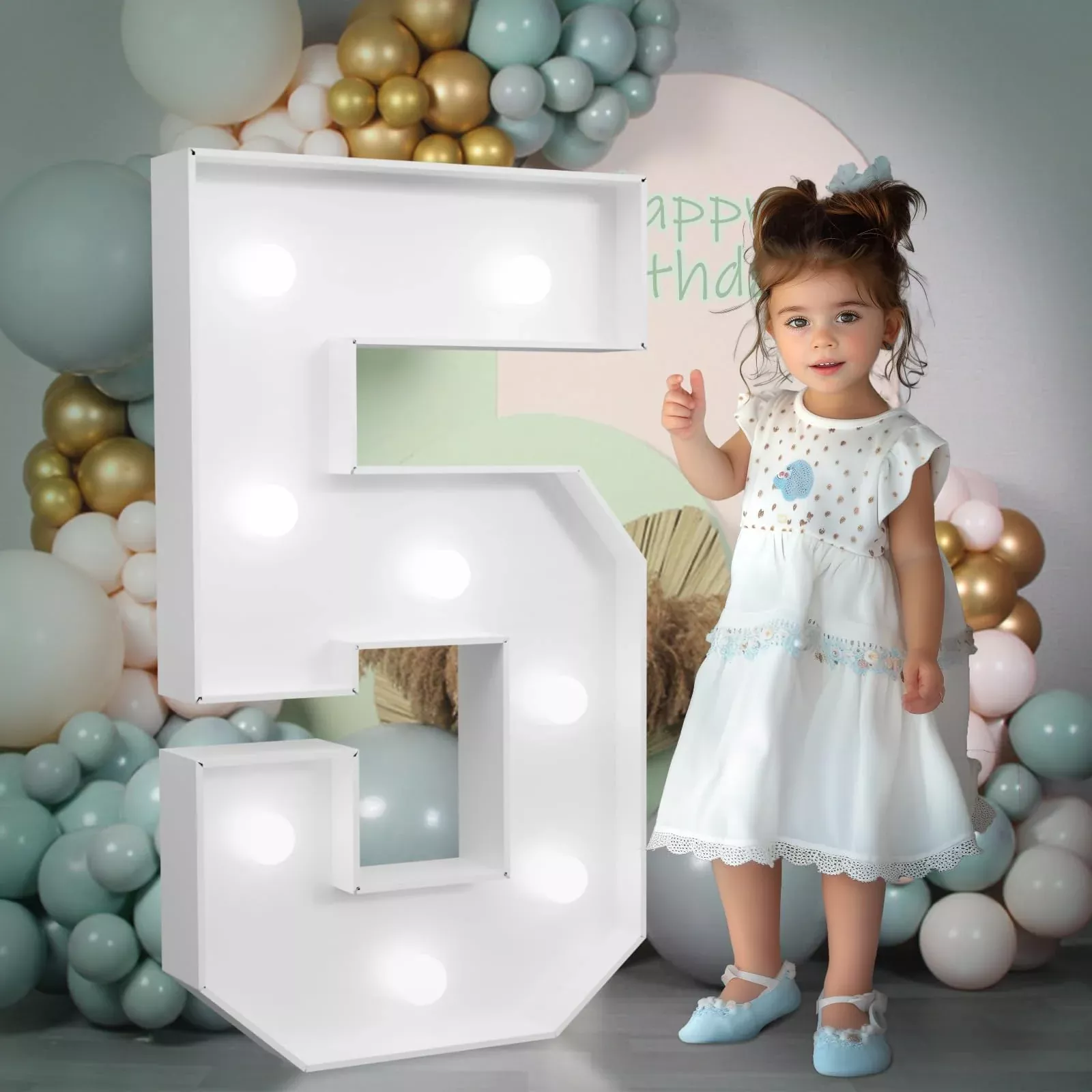 imprsv Marquee Number 5 Decoration White DIY Birthday Sign