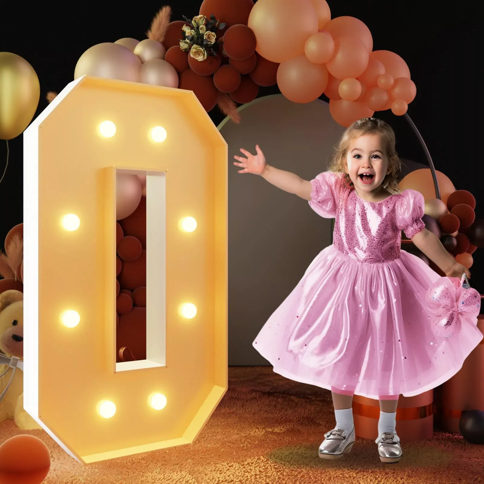 imprsv Marquee Numbers for Parties 3FT Number 0 Light Up Decor