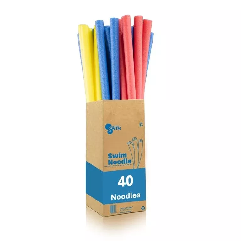 In The Swim 40-Pack Pool Noodles - Soft Foam, 50" Long, Assorted Color